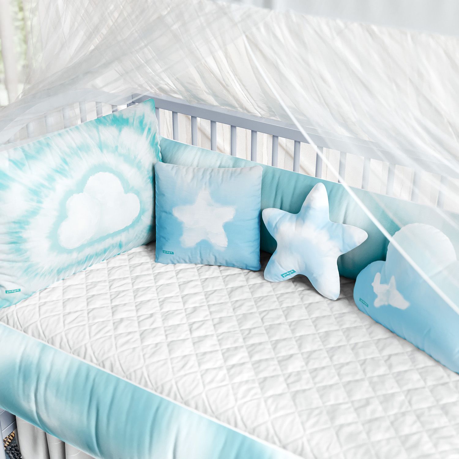 Kit Berço Tie Dye Céu Azul