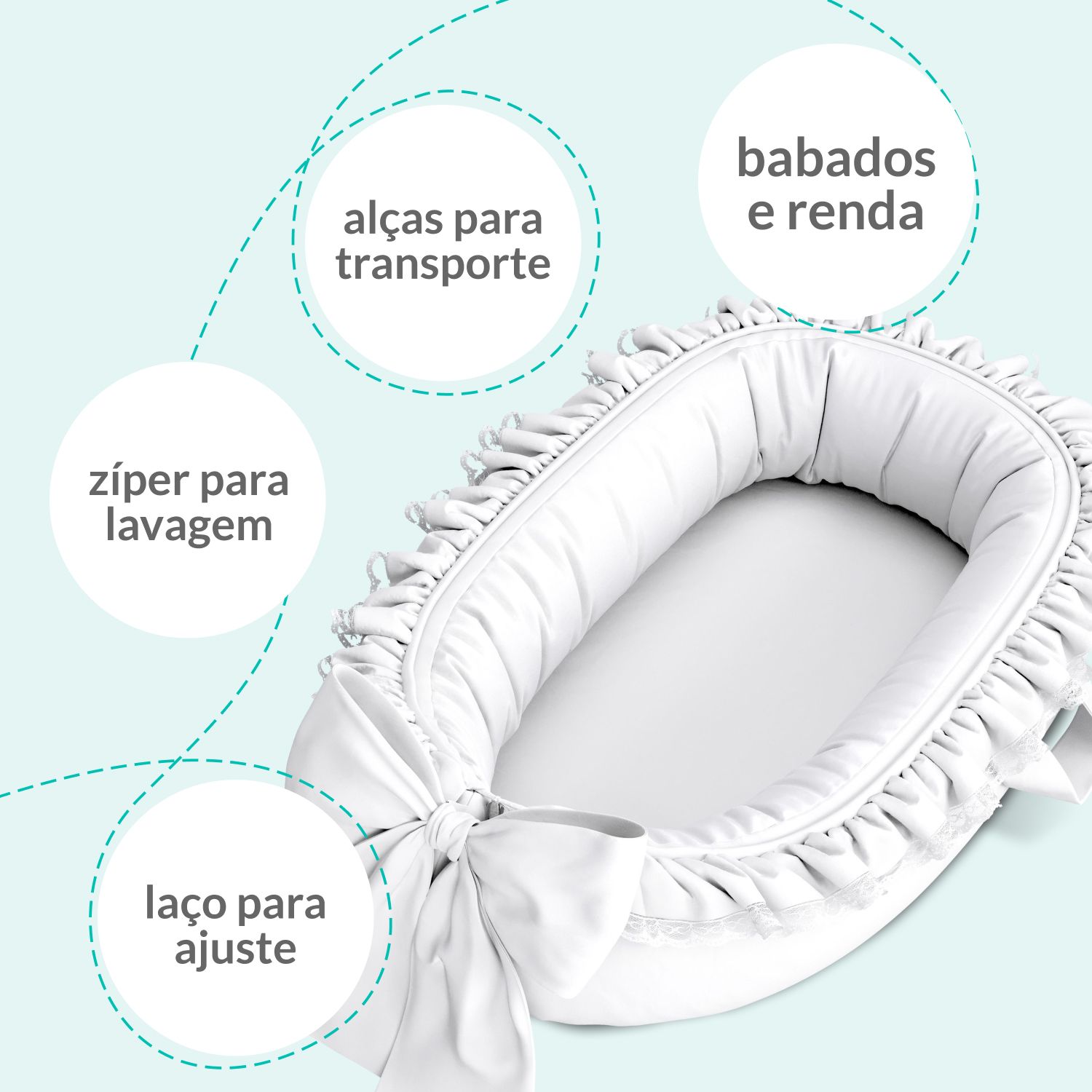 Ninho para Bebê Redutor de Berço Azul Clássico 80cm