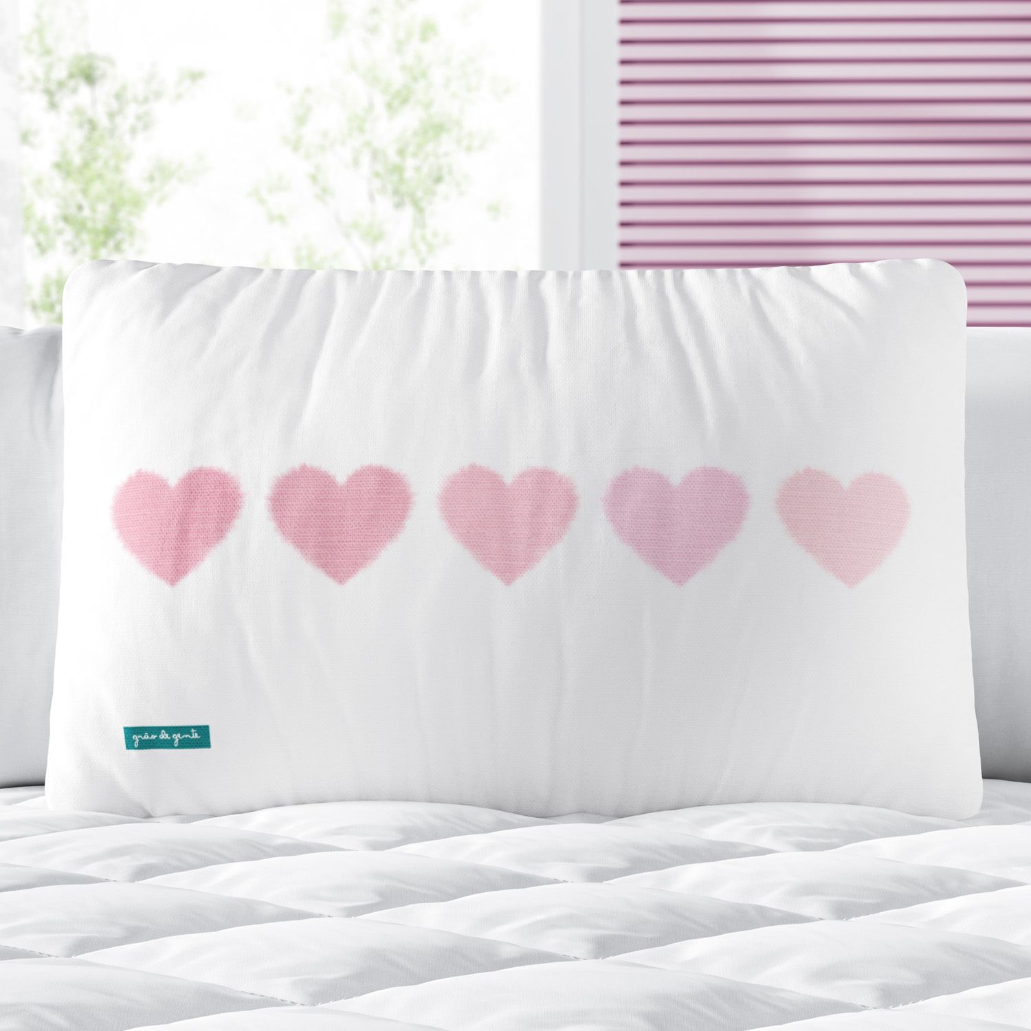 Almofada Retangular Corações Tie Dye Rosa 35cm