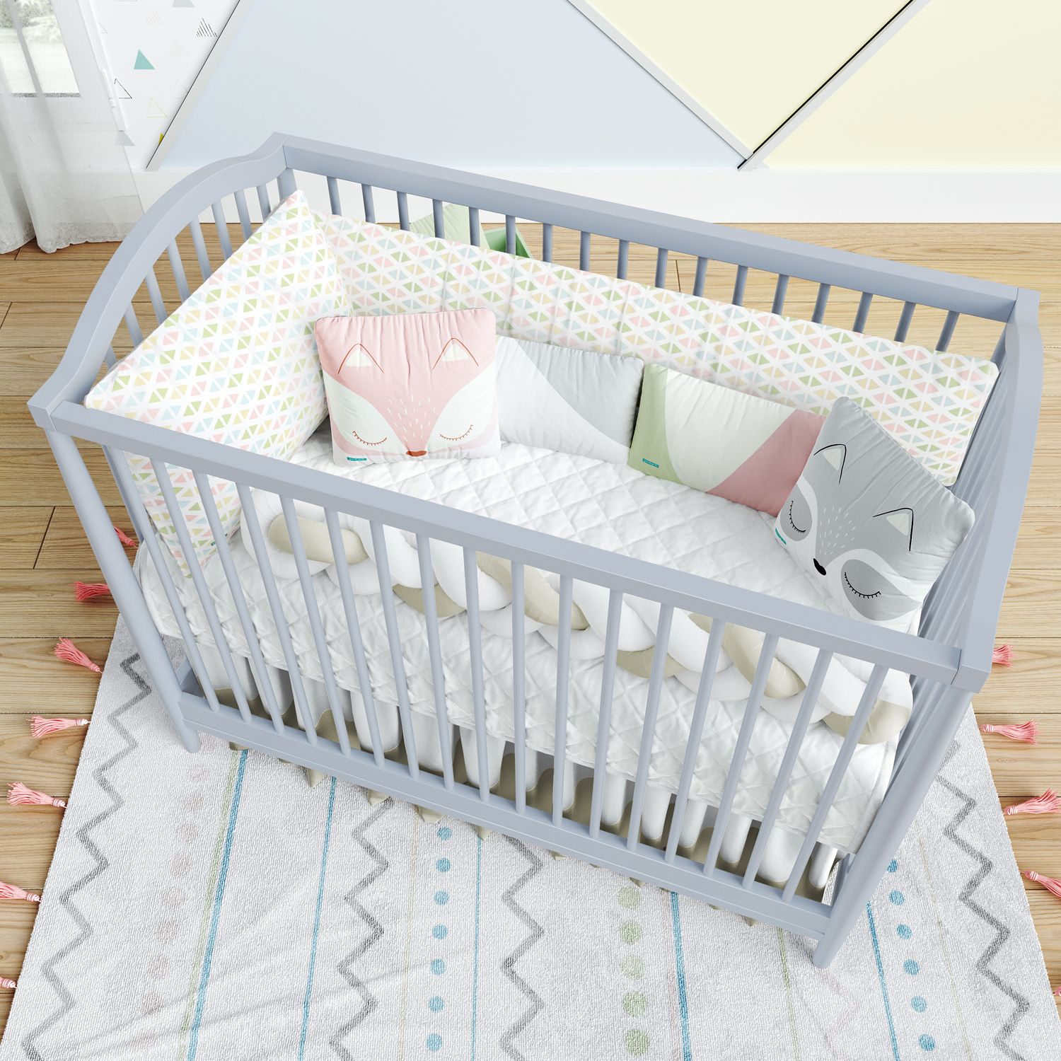 Kit Berço Trança Geométrico Multicor