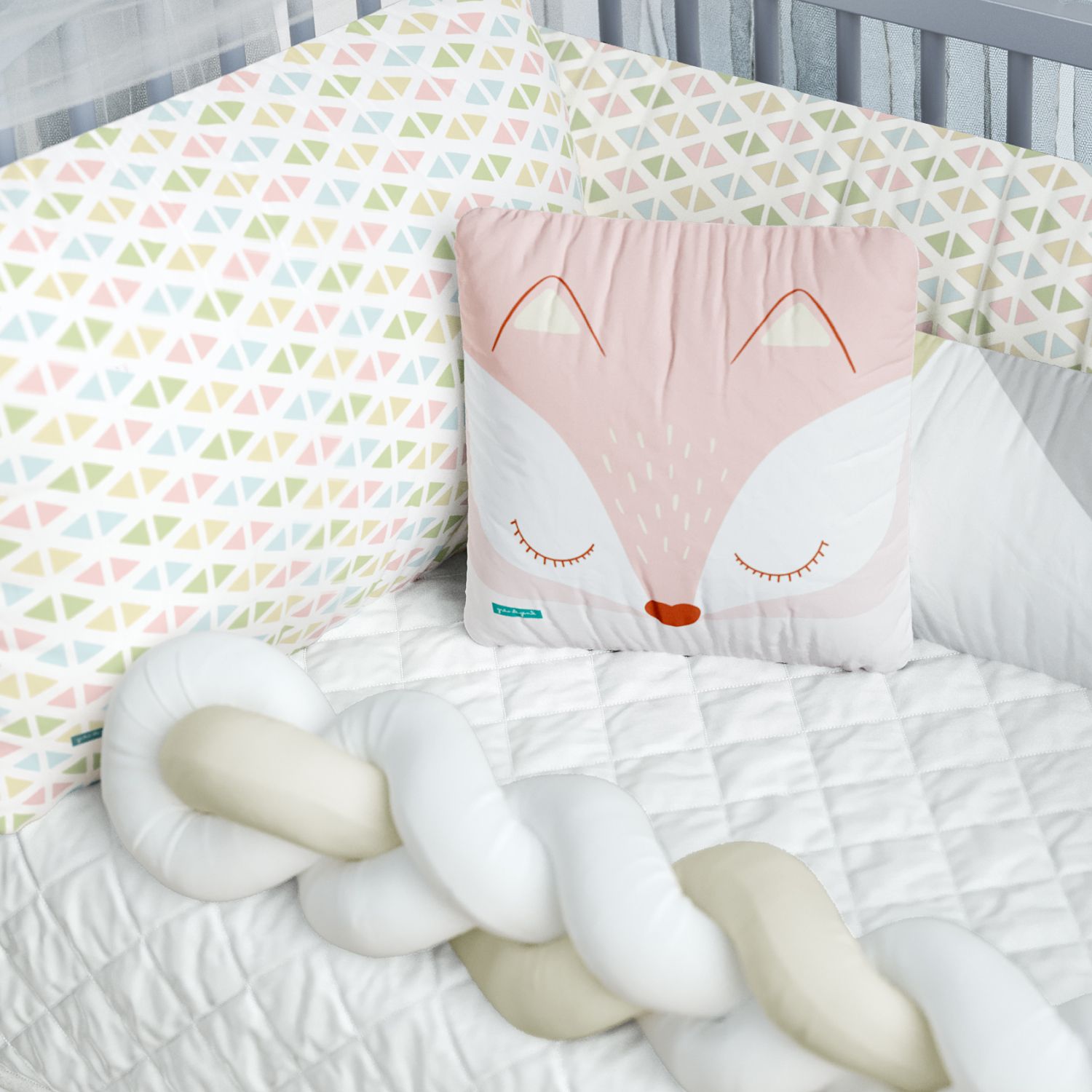 Kit Berço Trança Geométrico Multicor