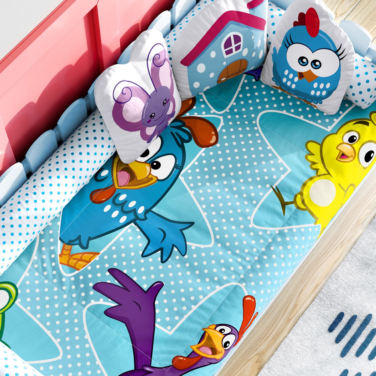 Edredom de Mini Cama Turma da Galinha Pintadinha