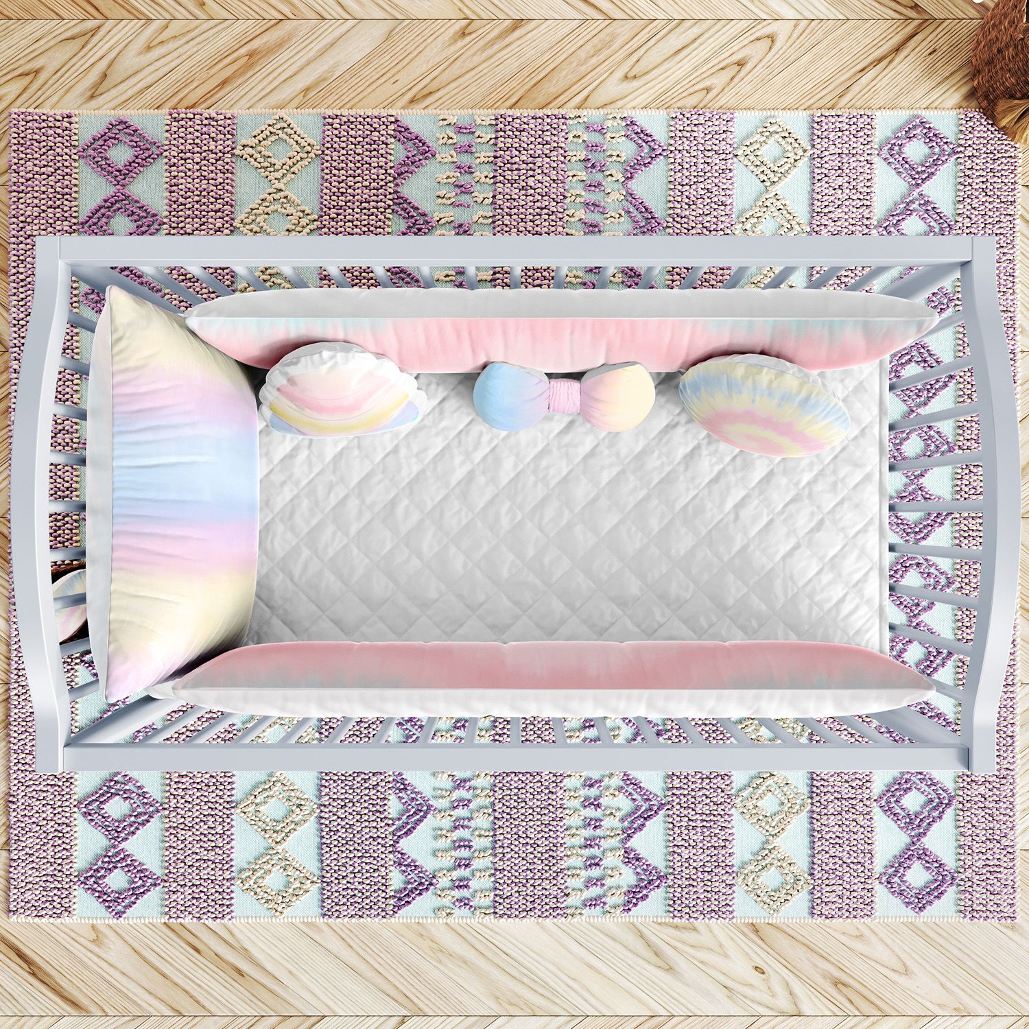 Kit Berço Tie Dye Céu Azul