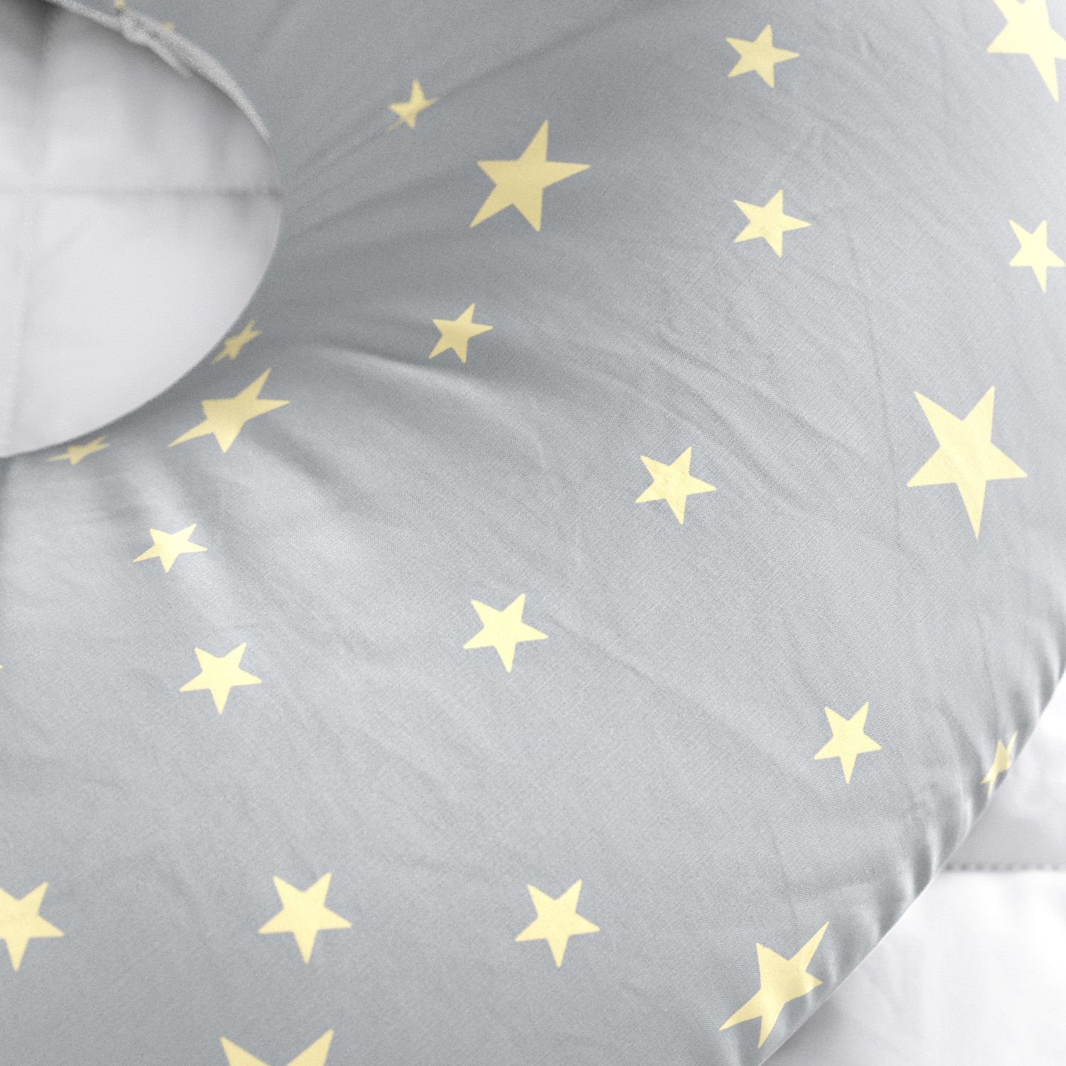 Almofada Amamentação Dupla Face Lua Estrelinha Cinza