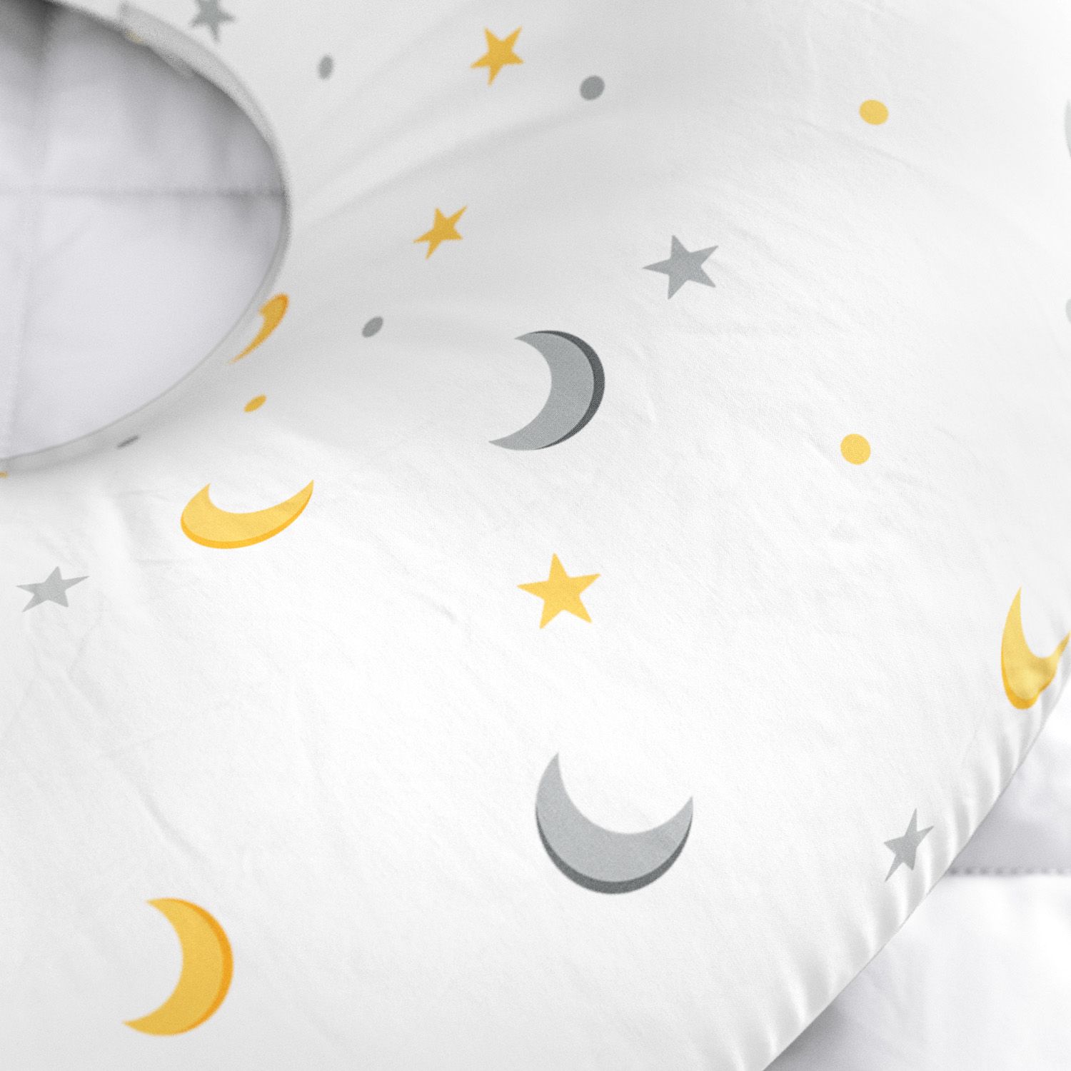 Almofada Amamentação Dupla Face Lua Estrelinha Cinza