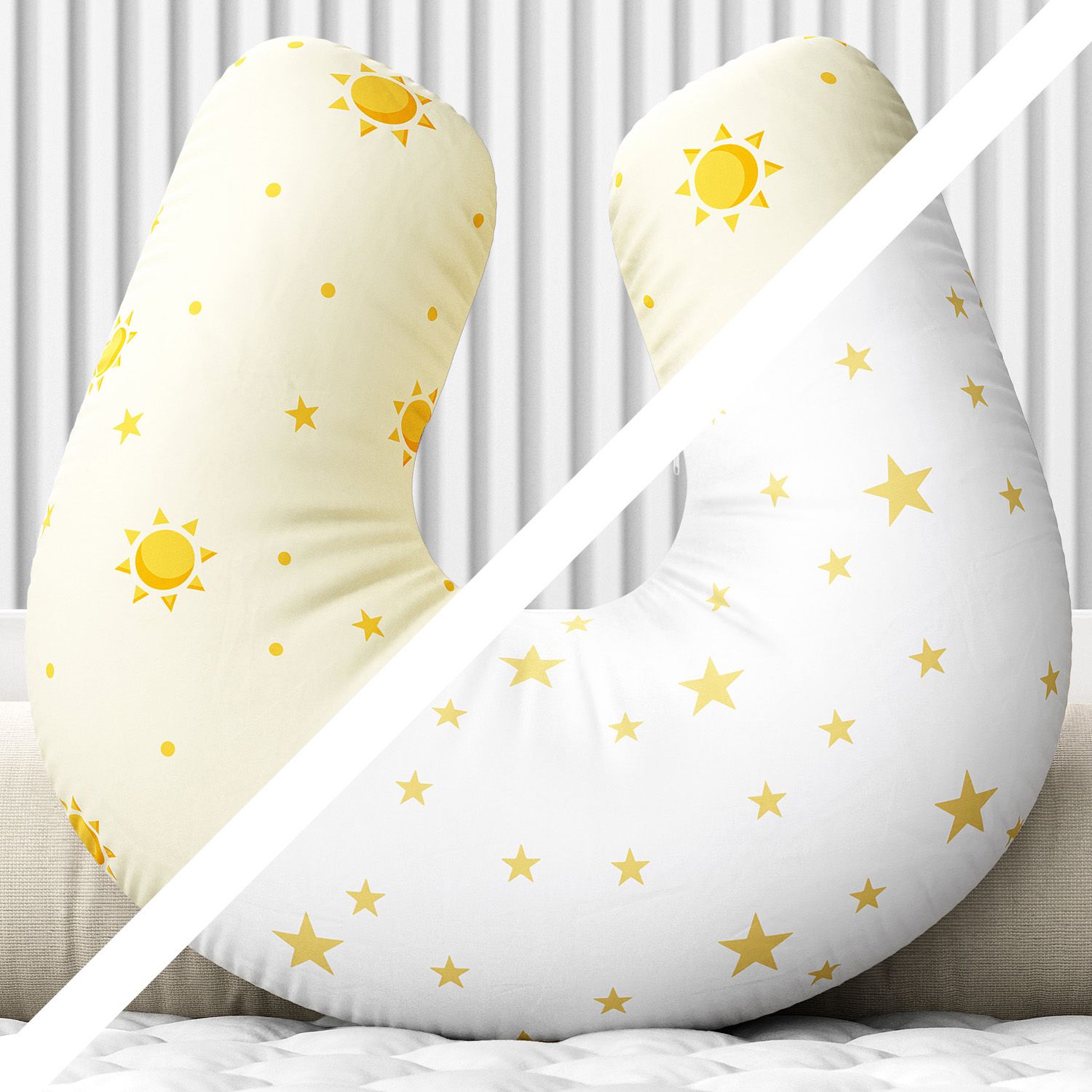 Almofada Amamentação Dupla Face Estrelinha Sol Amarelo