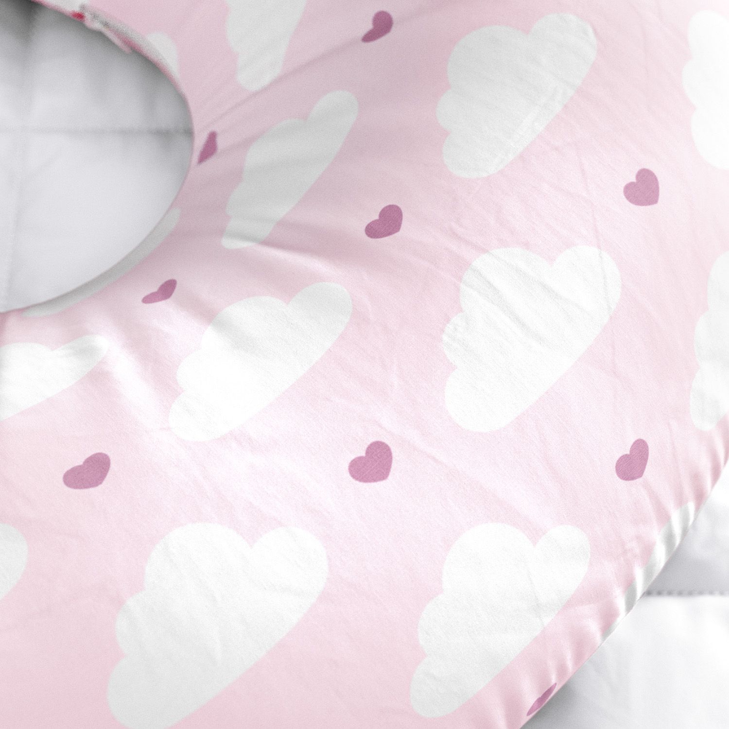 Almofada Amamentação Dupla Face Nuvem Arco-íris Rosa