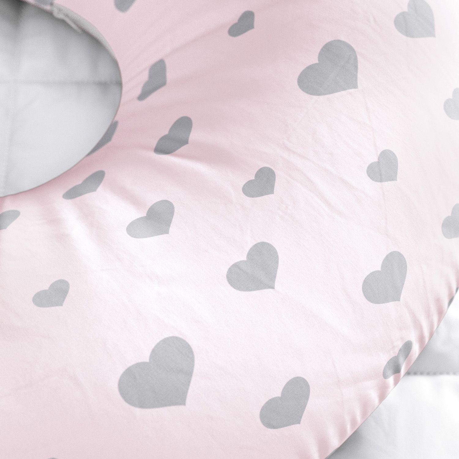 Almofada Amamentação Dupla Face Coroa Coração Rosa