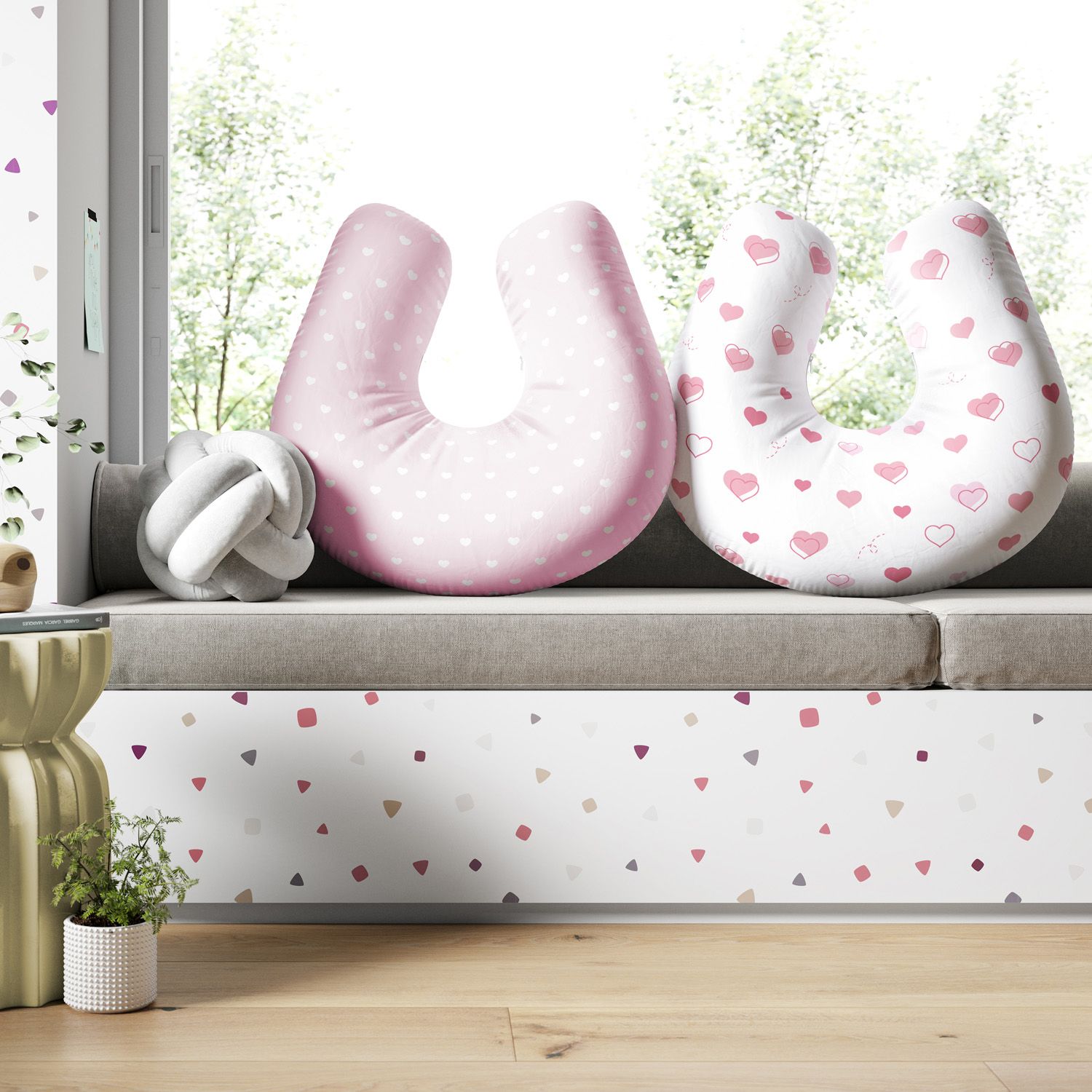 Almofada Amamentação Dupla Face Love Rosa