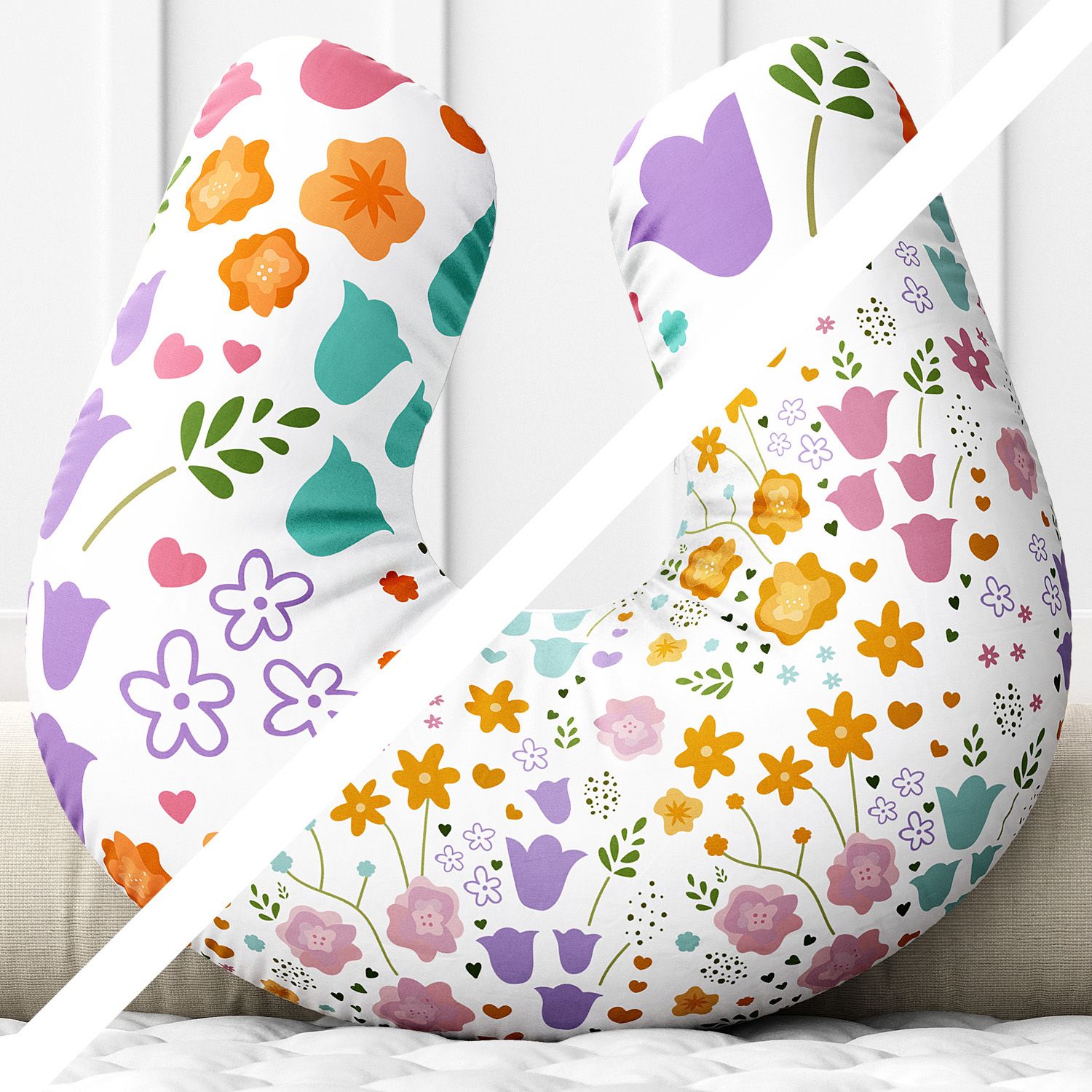 Almofada Amamentação Dupla Face Buquê de Flores