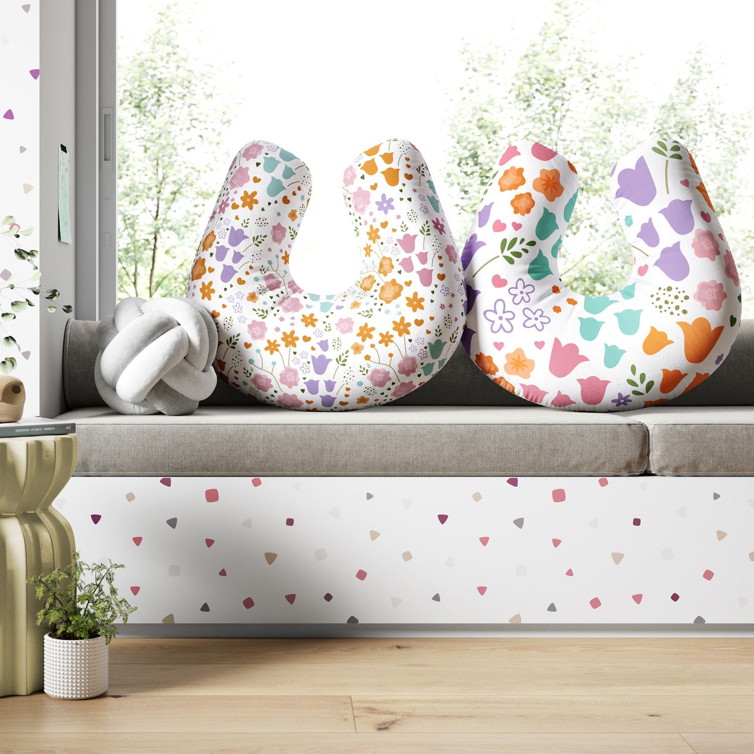 Almofada Amamentação Dupla Face Buquê de Flores