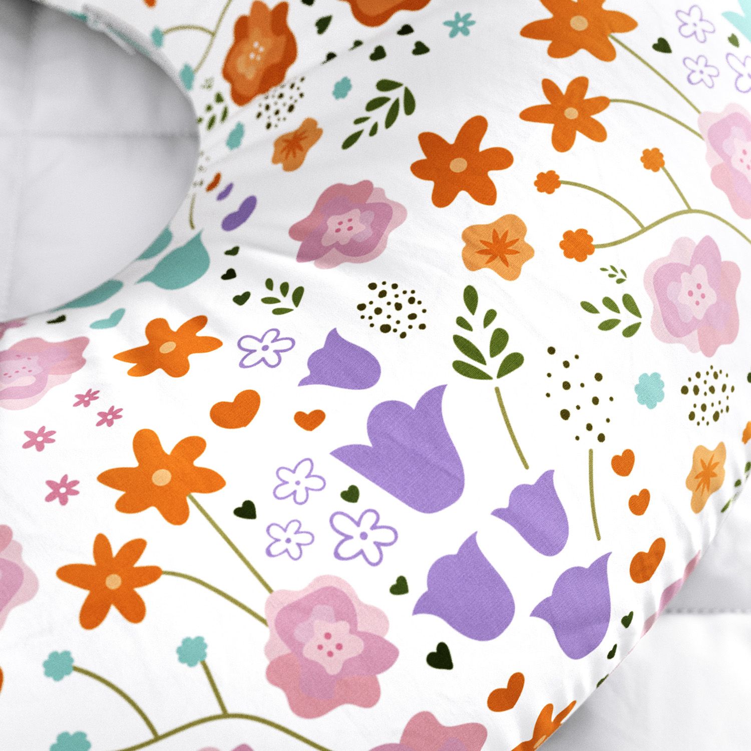 Almofada Amamentação Dupla Face Buquê de Flores