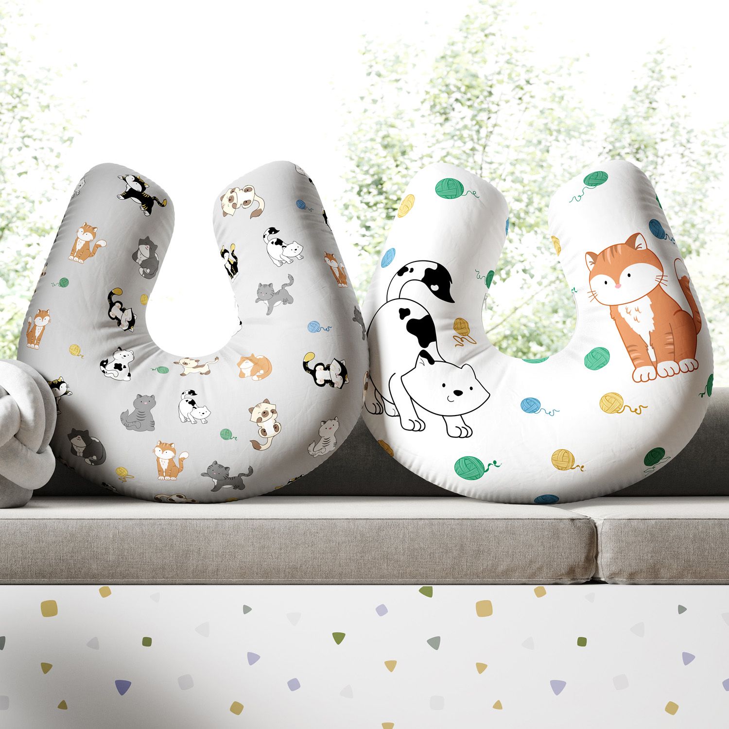 Almofada Amamentação Dupla Face Gatinhos