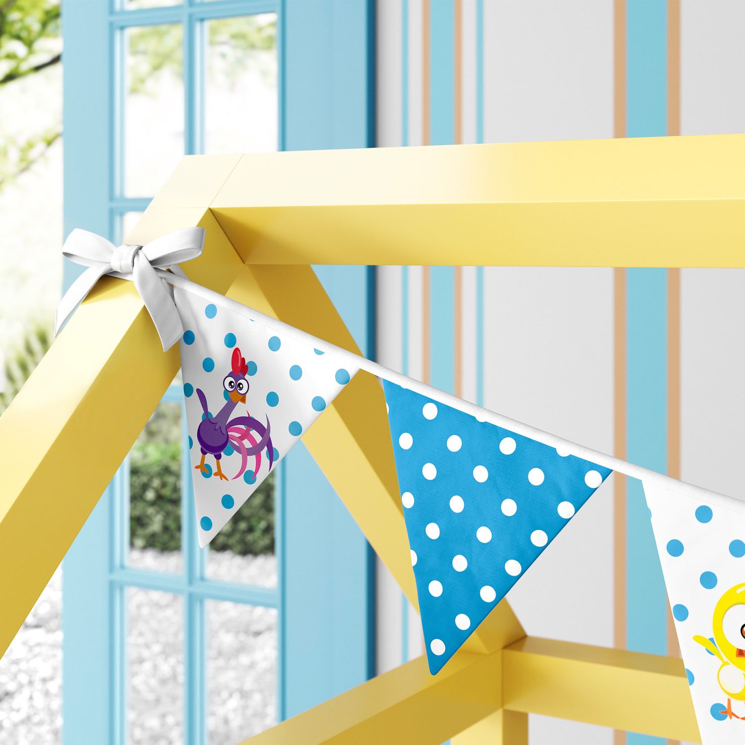 Varal de Cama Bandeirinhas Galinha Pintadinha Mini 1,60m