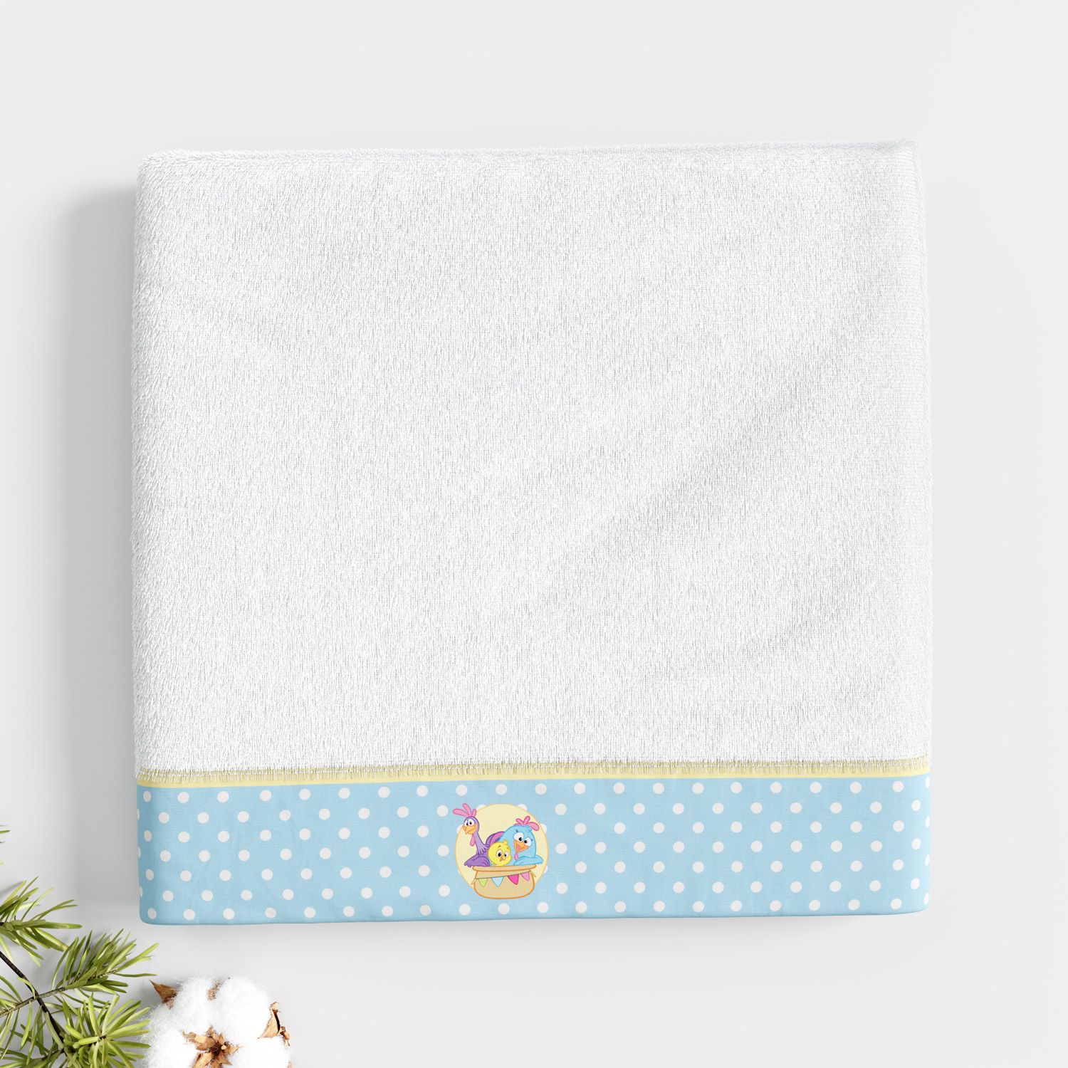 Toalha Fralda Galinha Pintadinha Poá Azul Bebê 1,05M