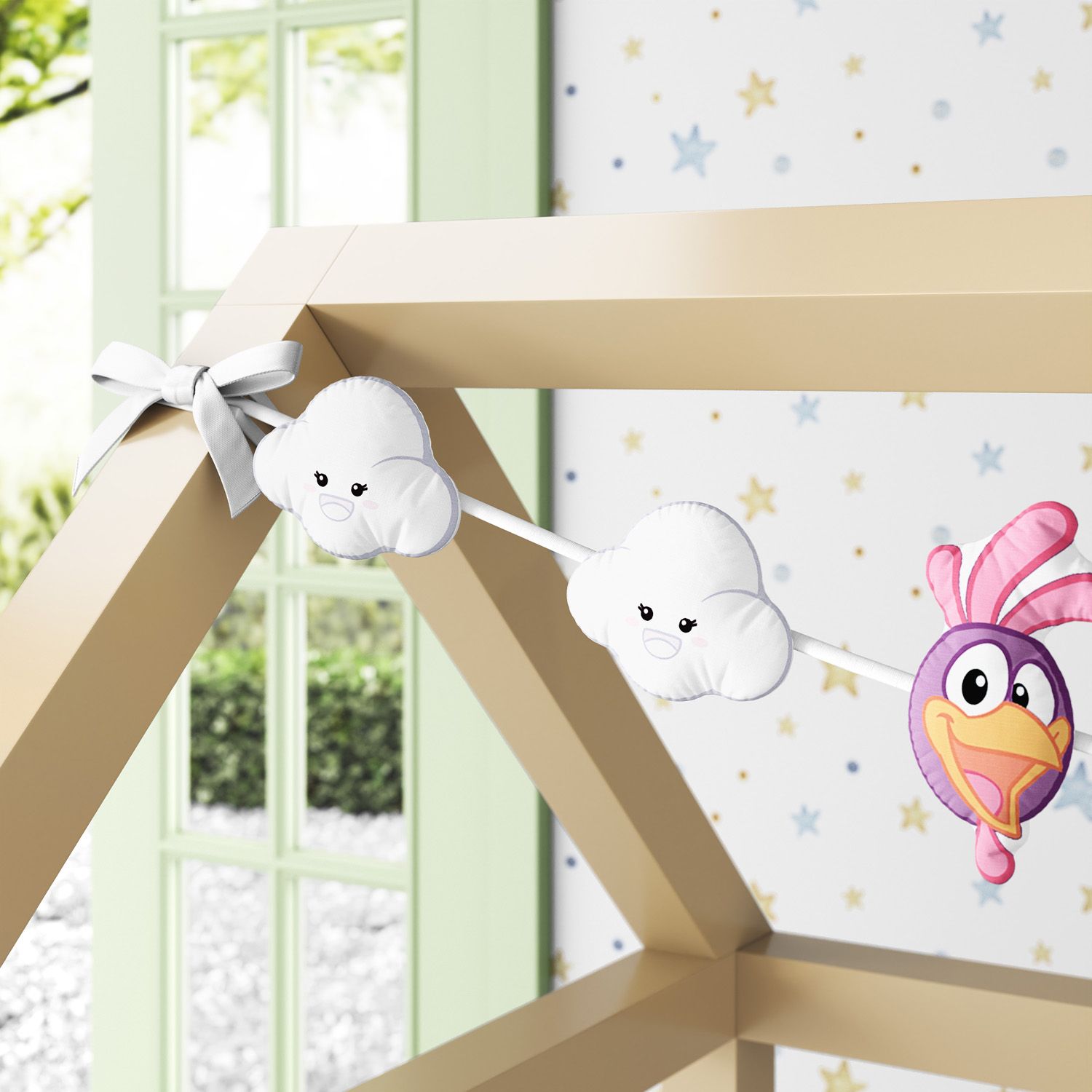 Varal de Cama Galinha Pintadinha Nuvem 1,60cm