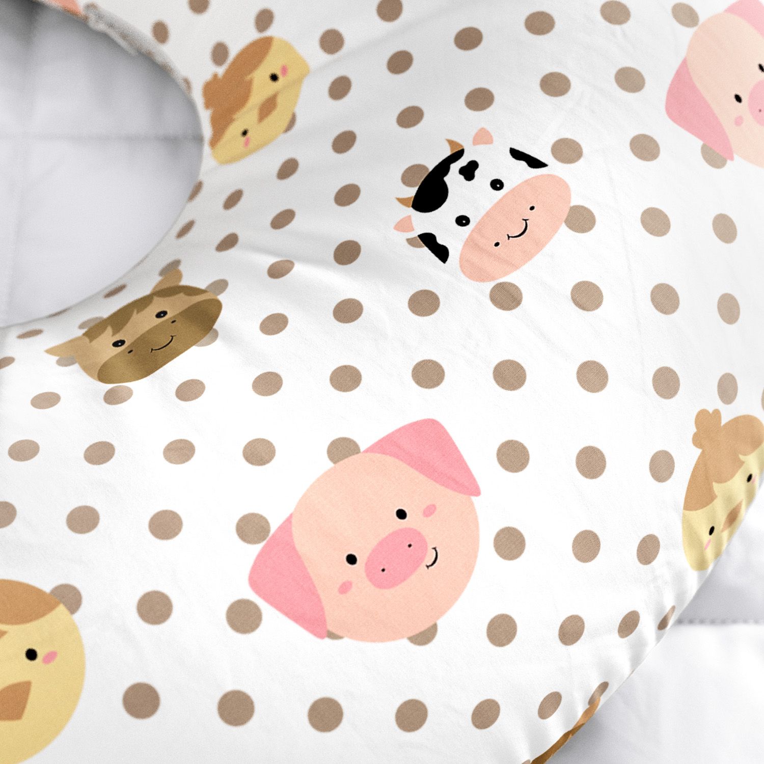 Almofada Amamentação Dupla Face Fazendinha Poá