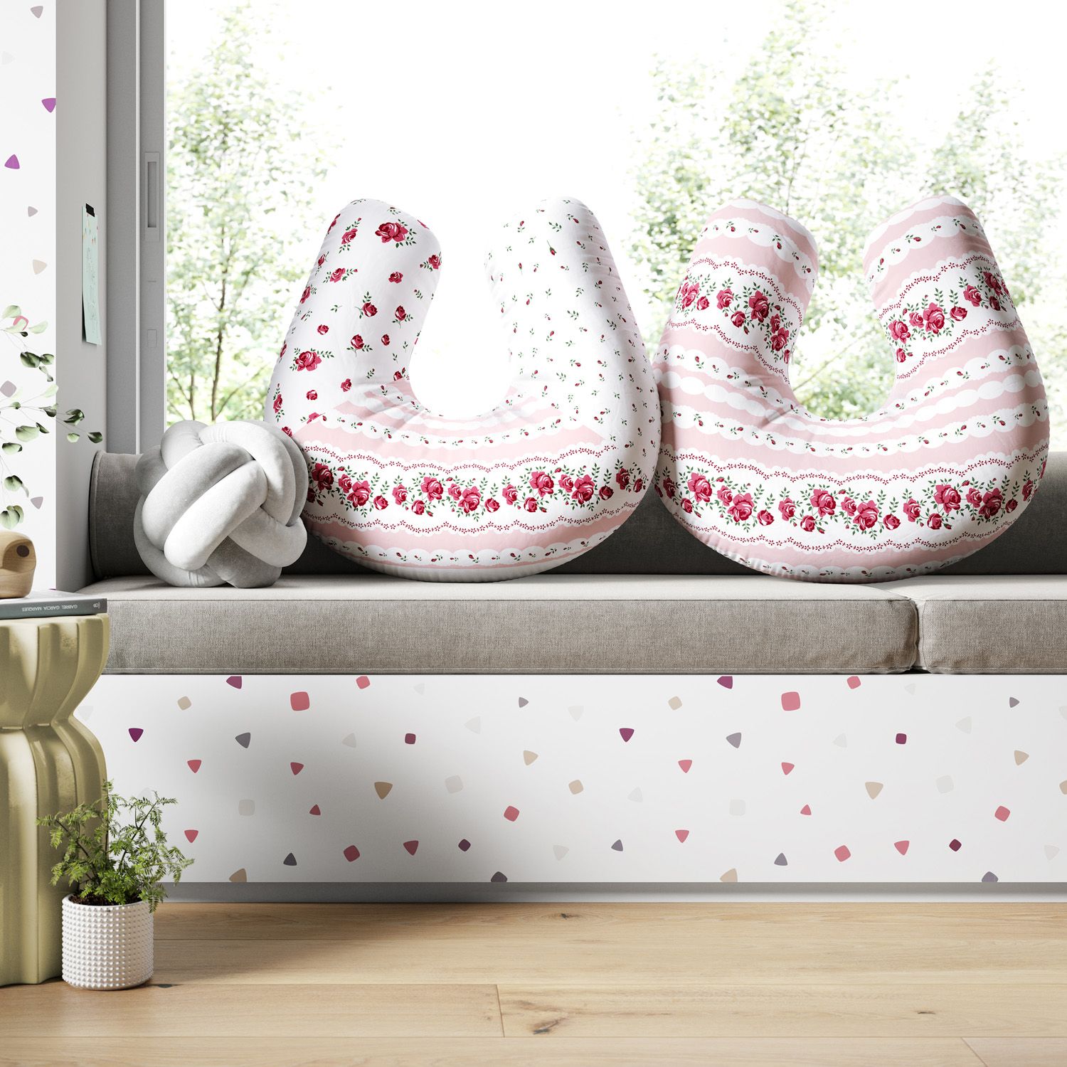 Almofada Amamentação Dupla Face Patchwork Rosa