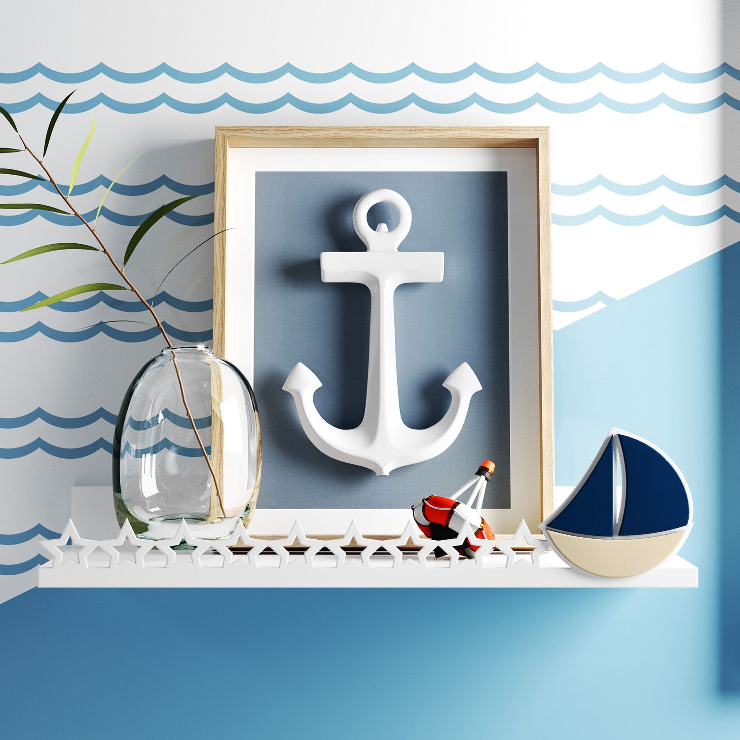 Prateleira MDF Barquinho Azul Marinho