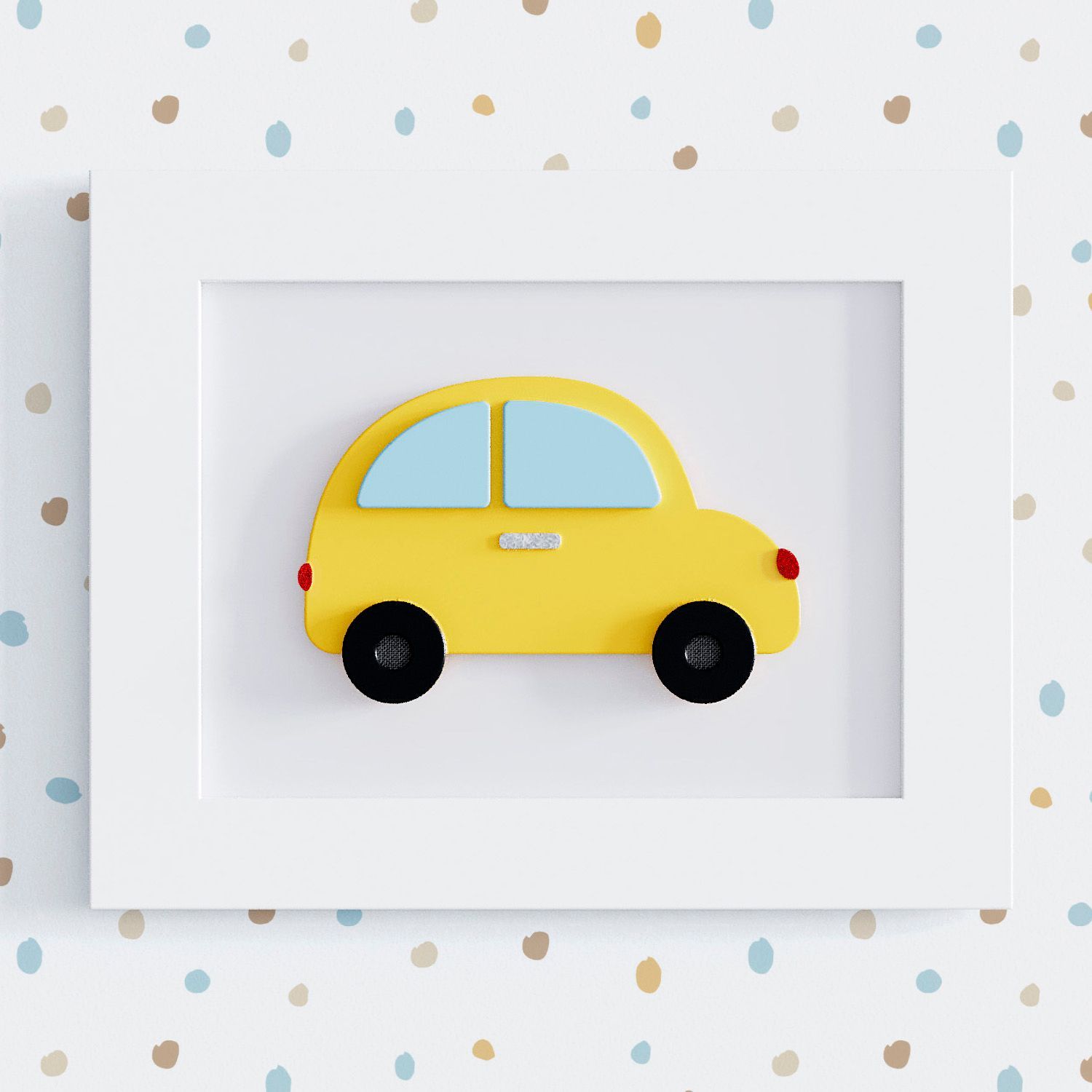 Quadro Fusquinha Amarelo 25cm