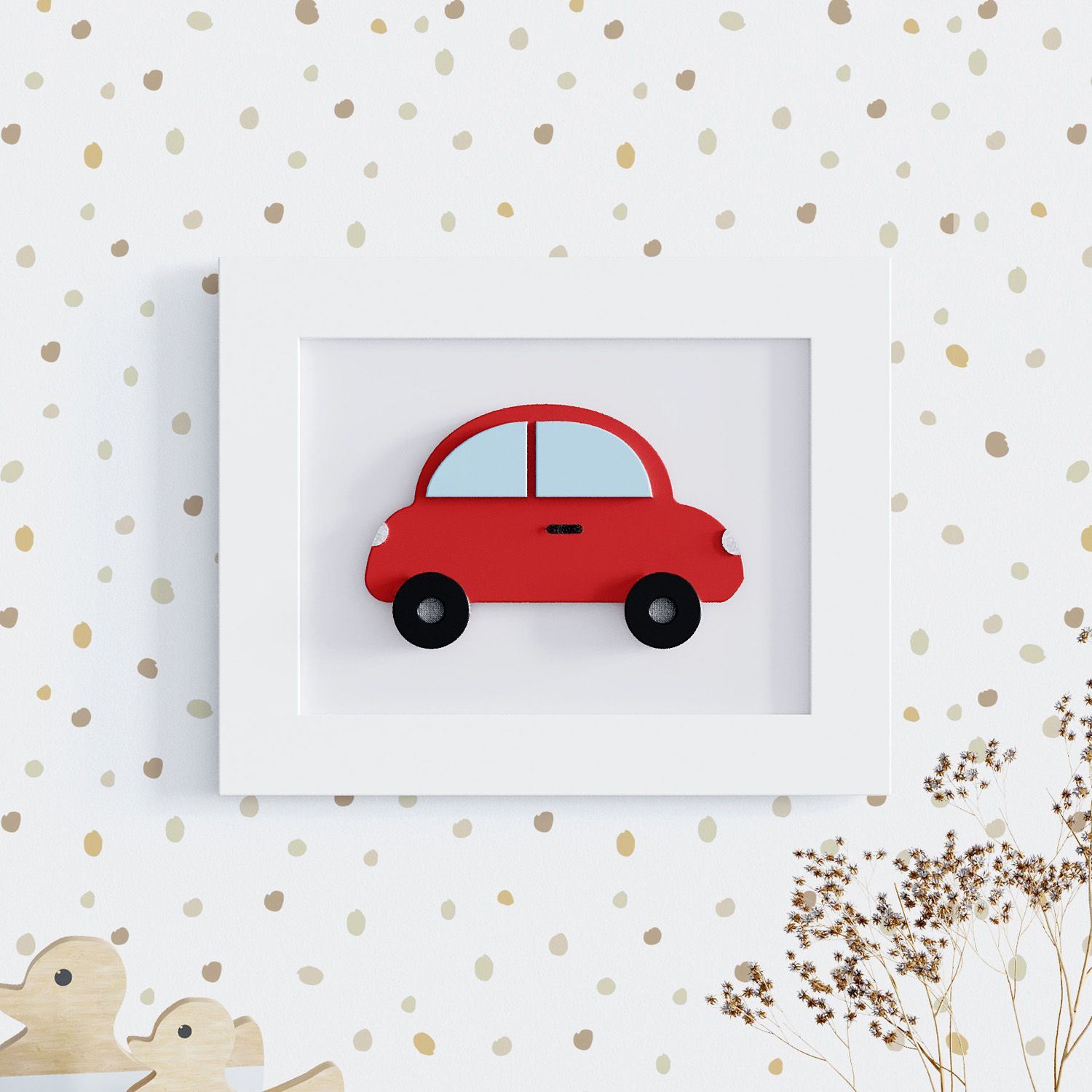 Quadro Carrinho Vermelho 25cm