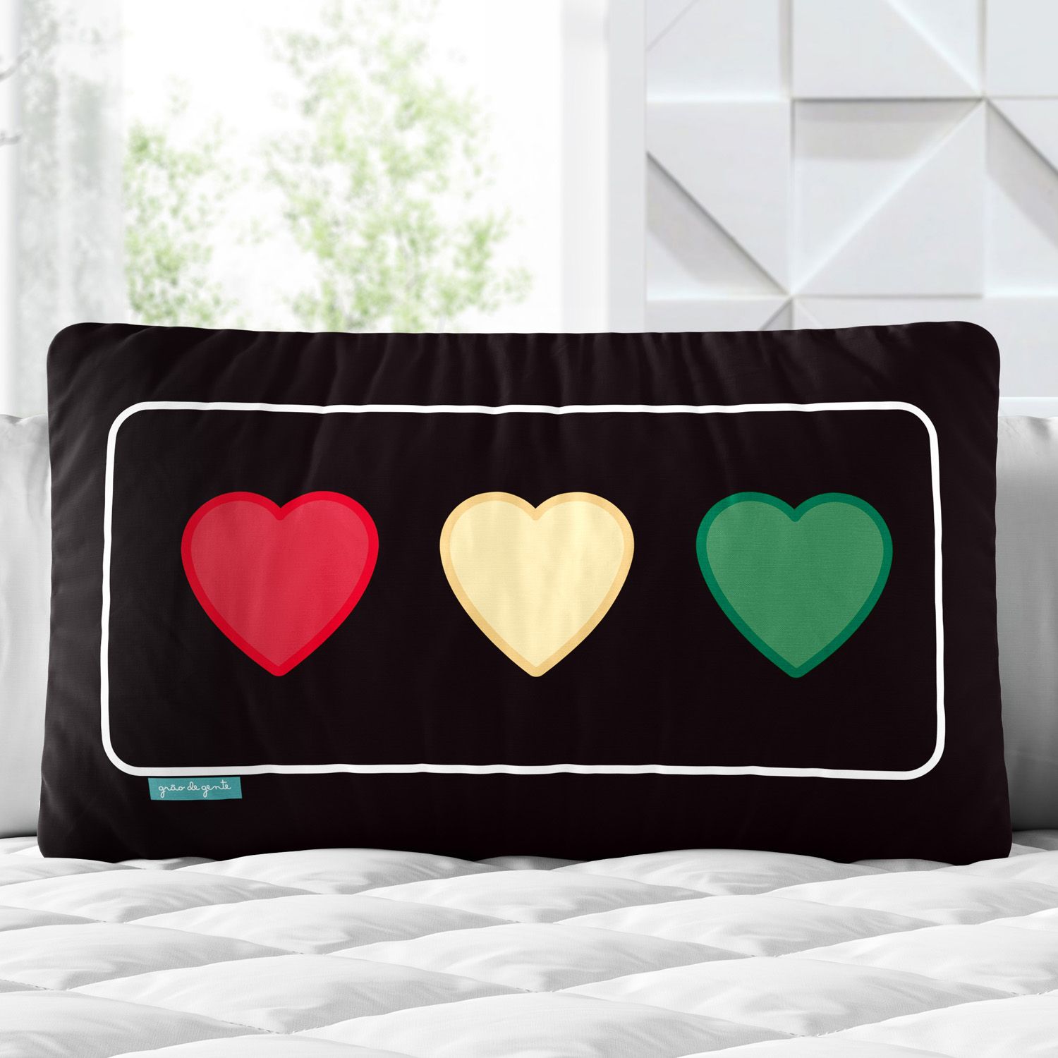 Almofada Retangular Semáforo Coração 35cm