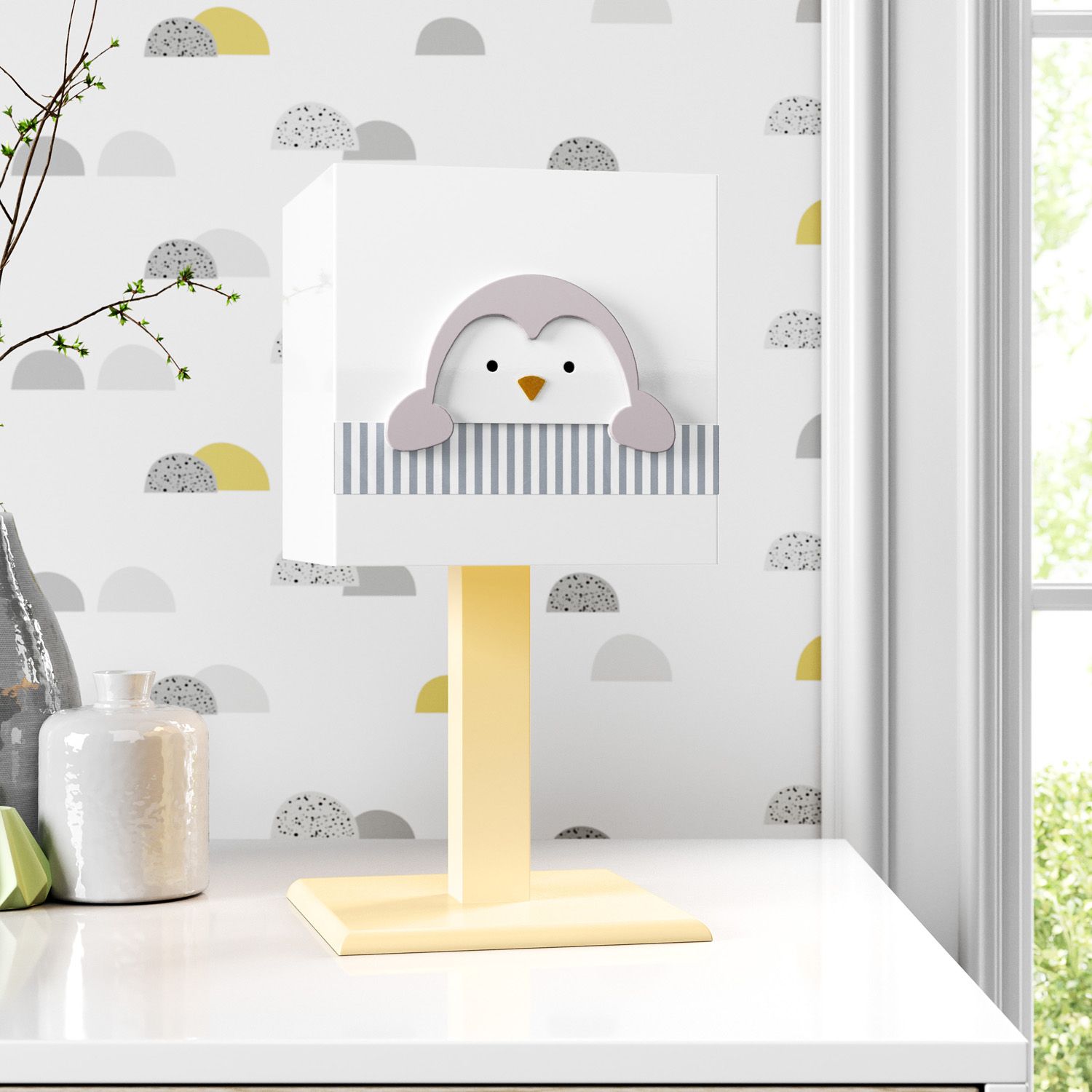 Abajur MDF Pinguim Estrelinha