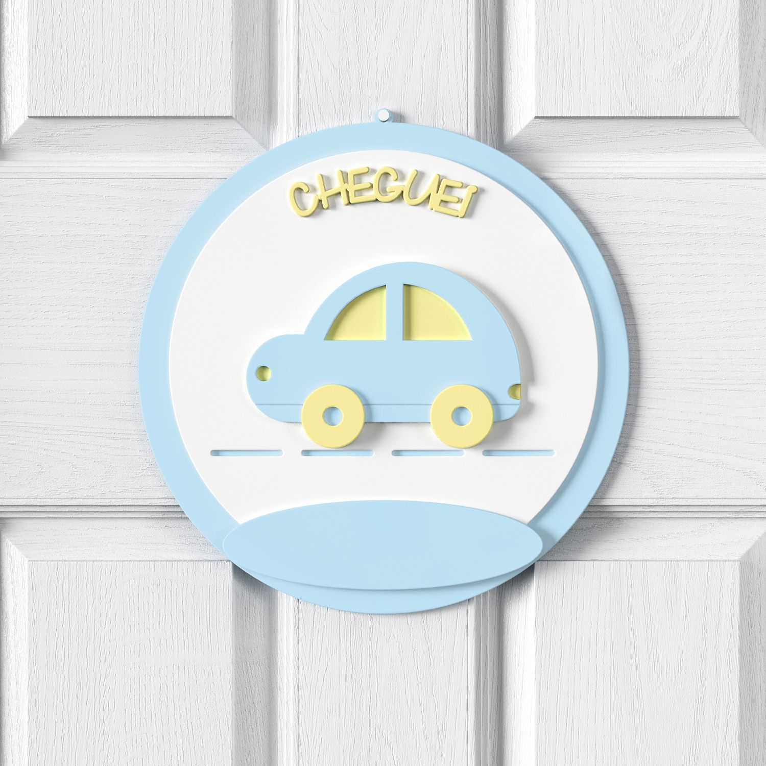 Porta Maternidade Personalizado Carrinhos Amarelo