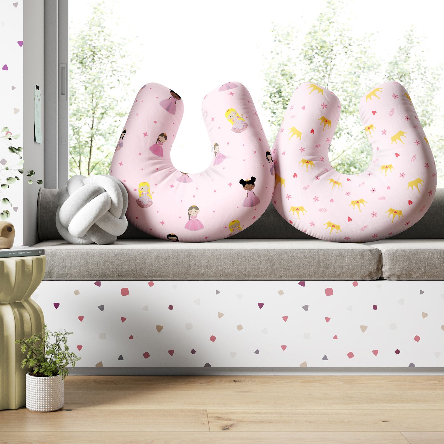 Almofada Amamentação Dupla Face Princesas Rosa