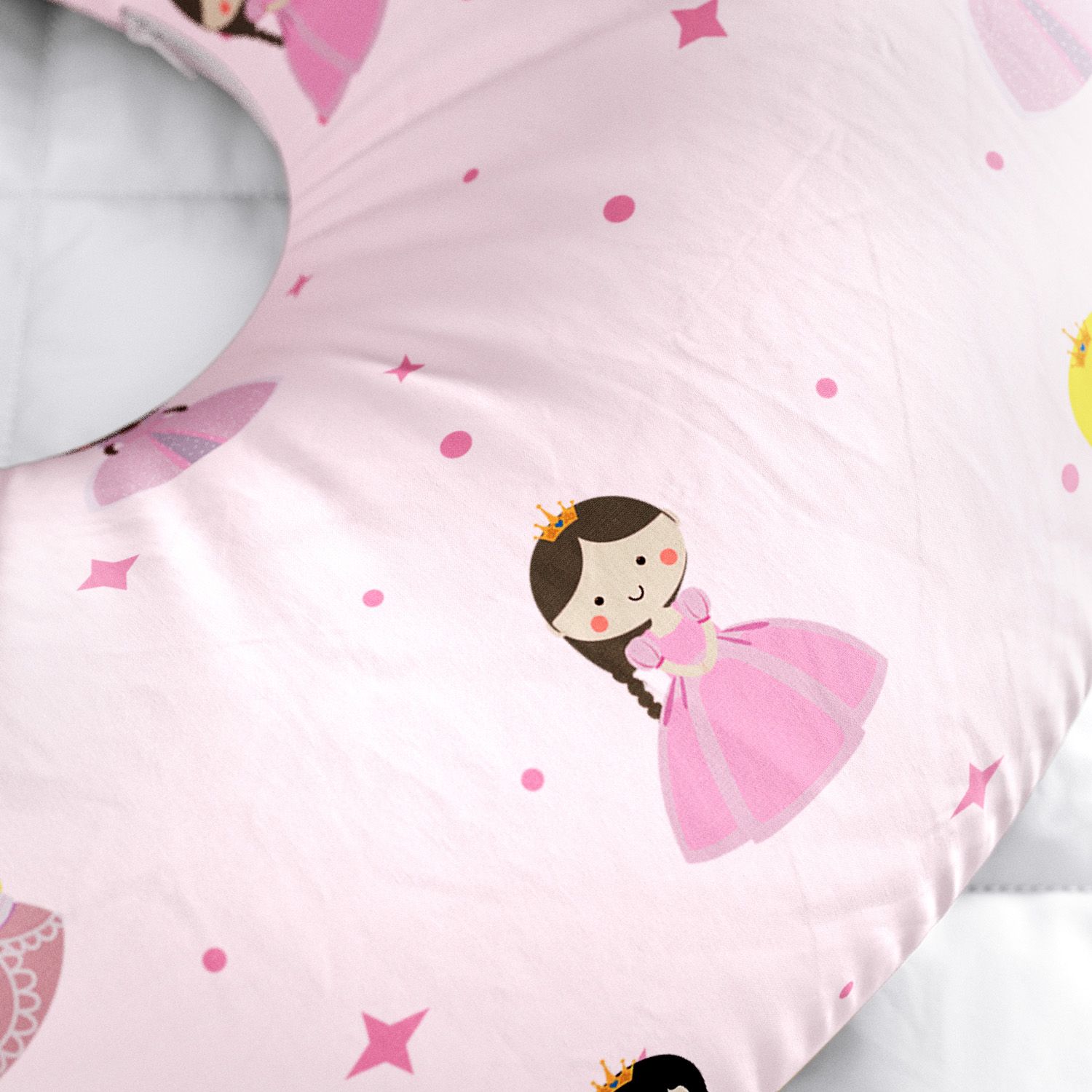 Almofada Amamentação Dupla Face Princesas Rosa