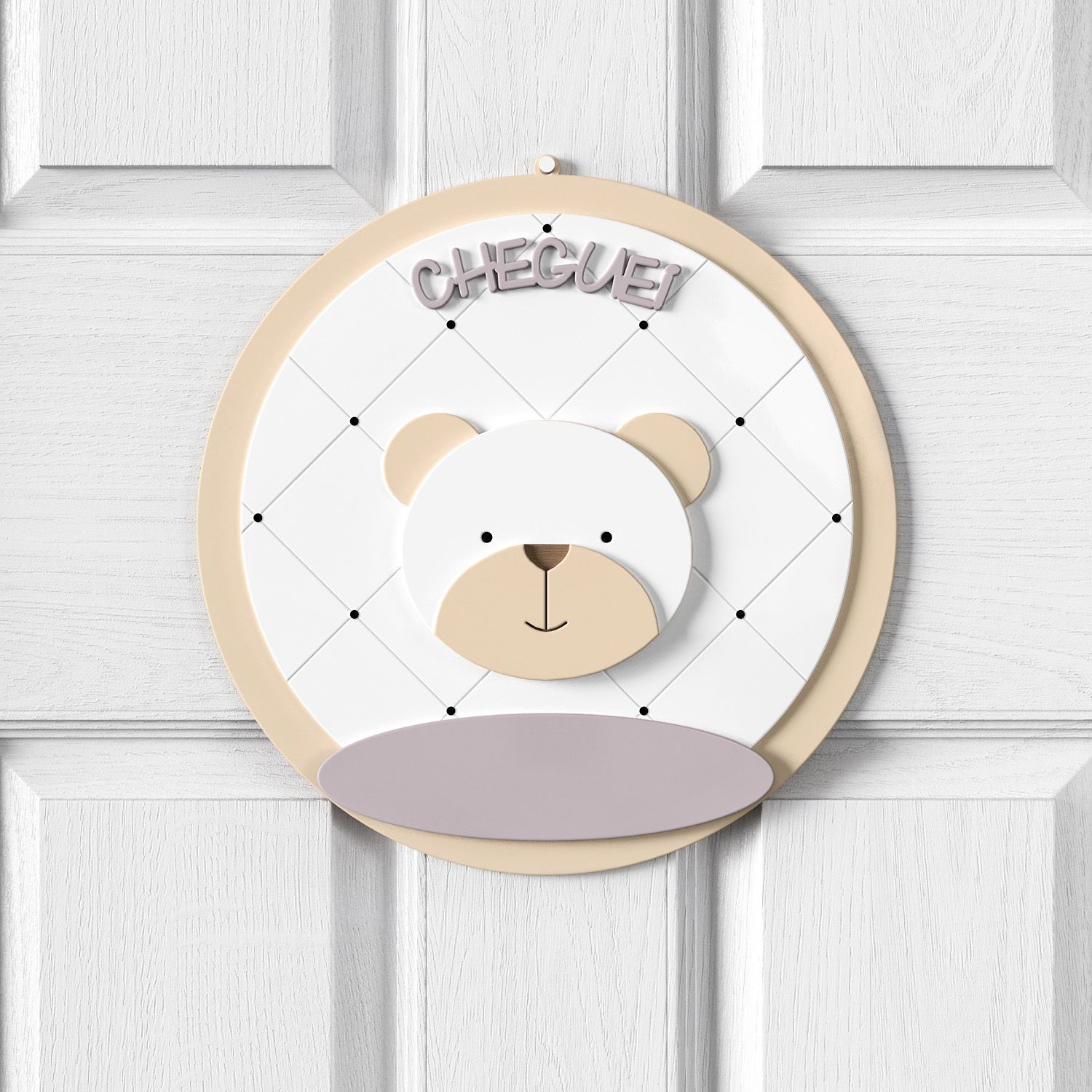 Porta Maternidade Personalizado Urso Branco Clássico