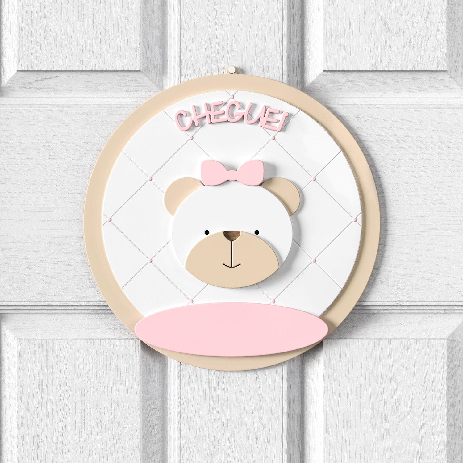 Porta Maternidade Personalizado Ursa Rosa Clássico