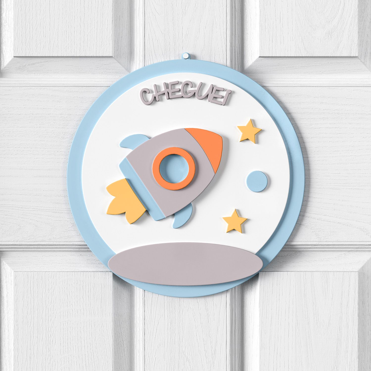 Porta Maternidade Personalizado Foguete Patchwork Azul