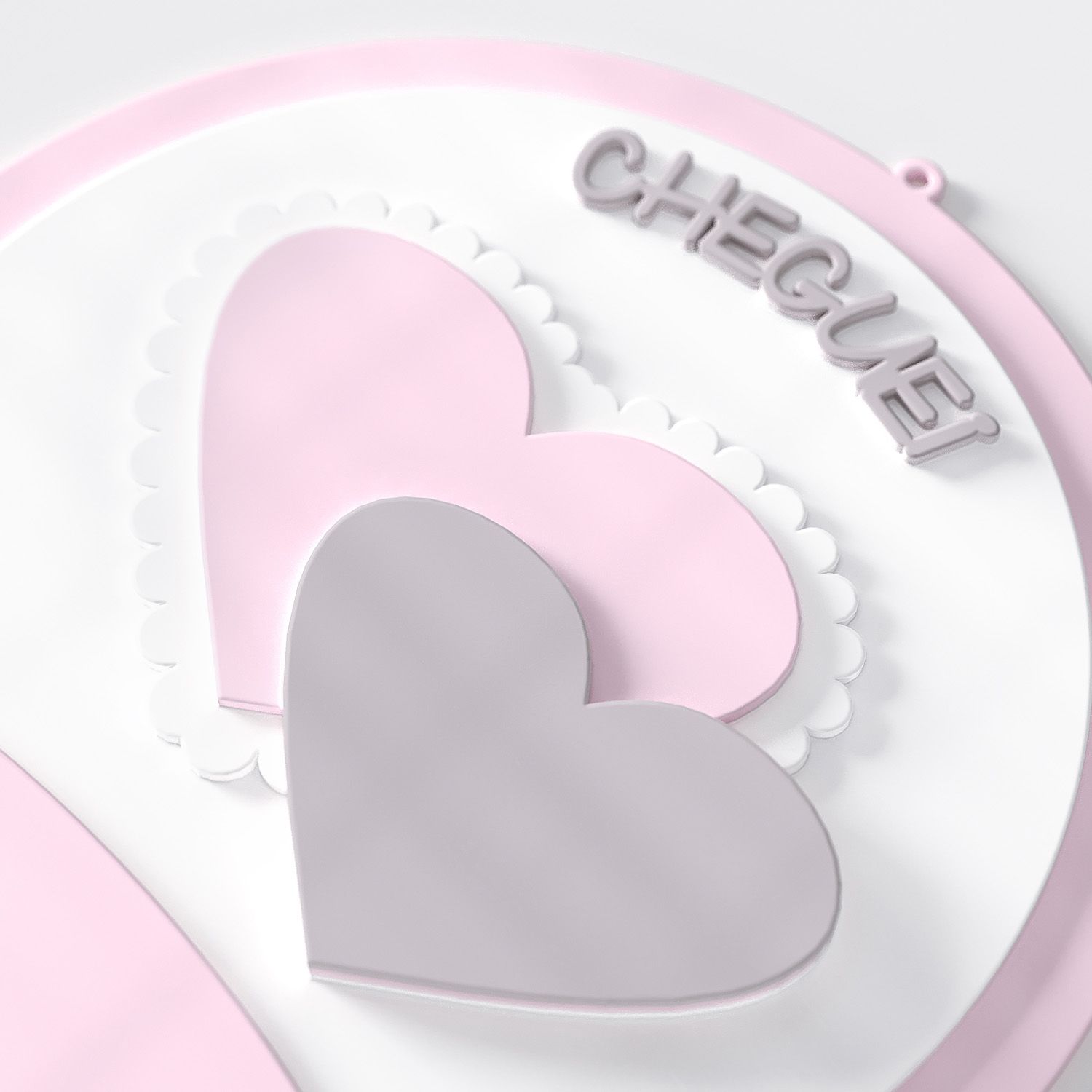 Porta Maternidade Personalizado Coração Rosa e Cinza