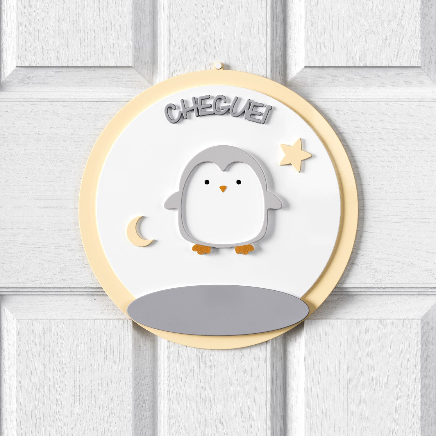 Porta Maternidade Personalizado Pinguim Estrelinha