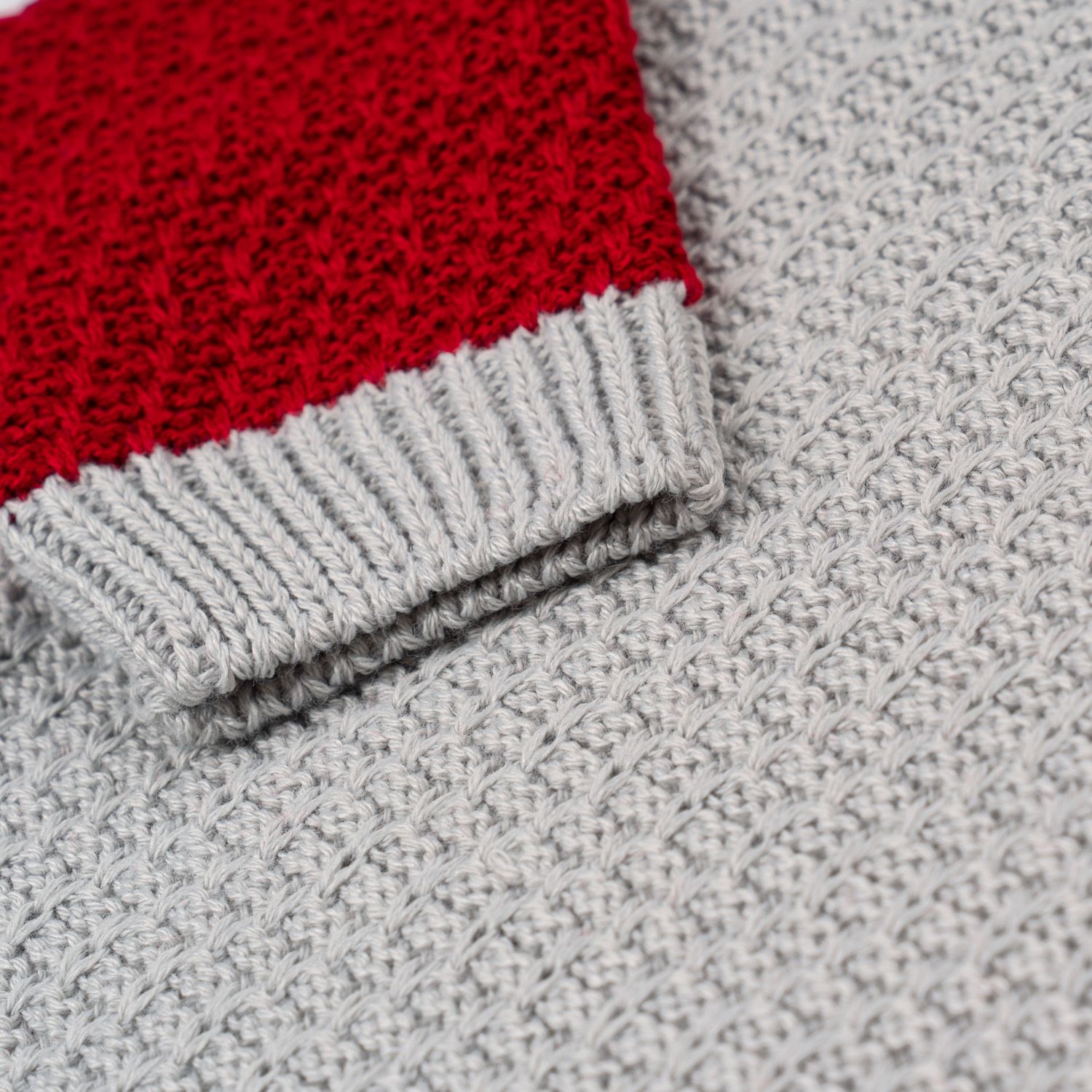 Saída Maternidade Tricot Tricolor Manta Vermelho 03 Peças