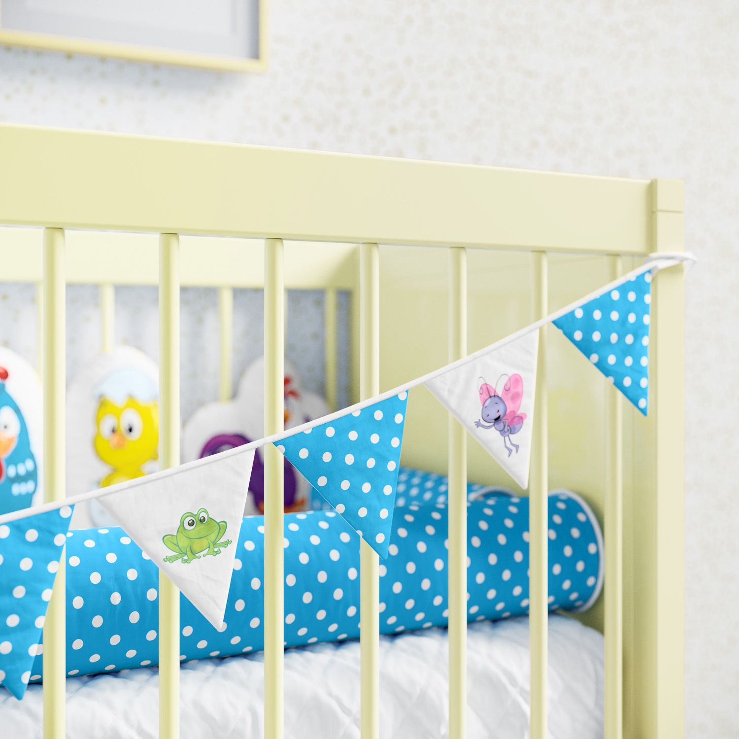 Varal de Cama Bandeirinhas Galinha Pintadinha 1,60m