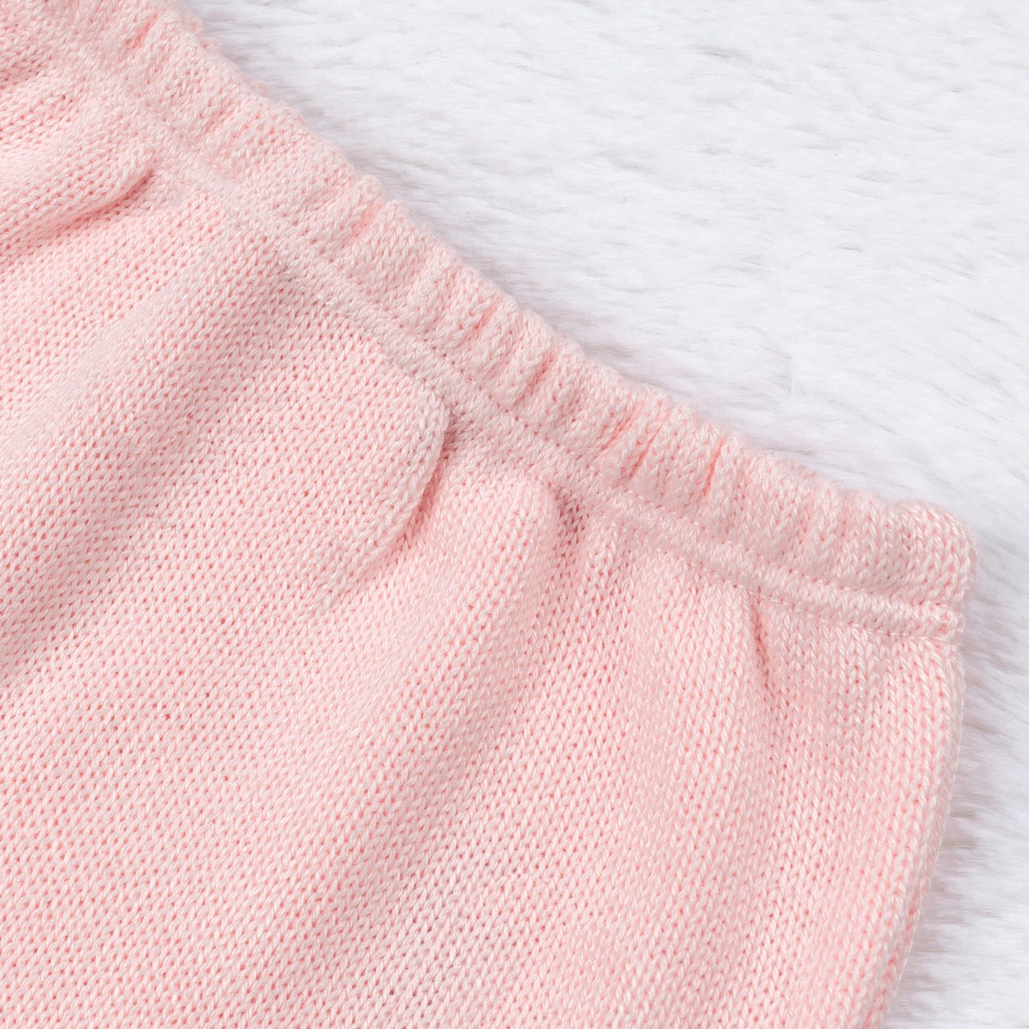 Saída Maternidade Tricot Primeiro Vestidinho com Pérolas Rosa 03 Peças