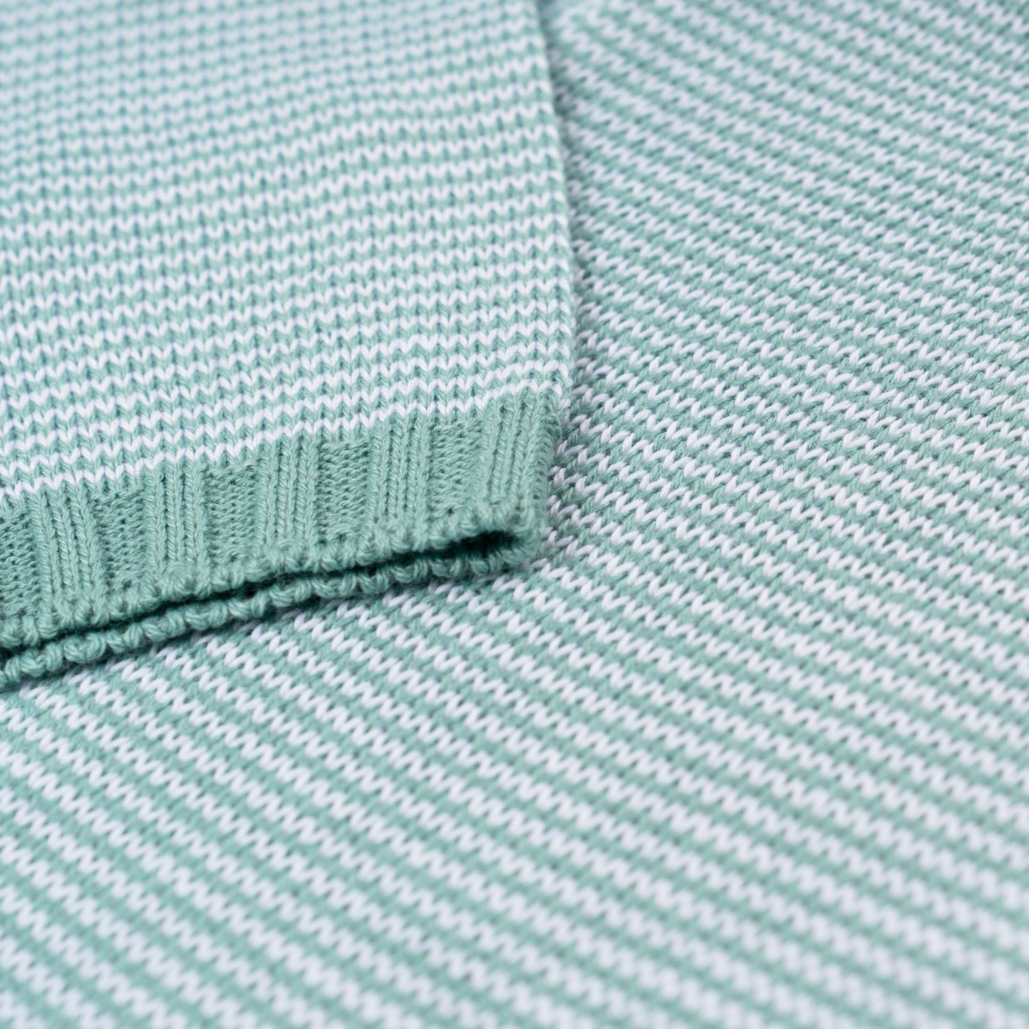 Saída Maternidade Tricot Micro Chevron Verde e Branco 03 Peças
