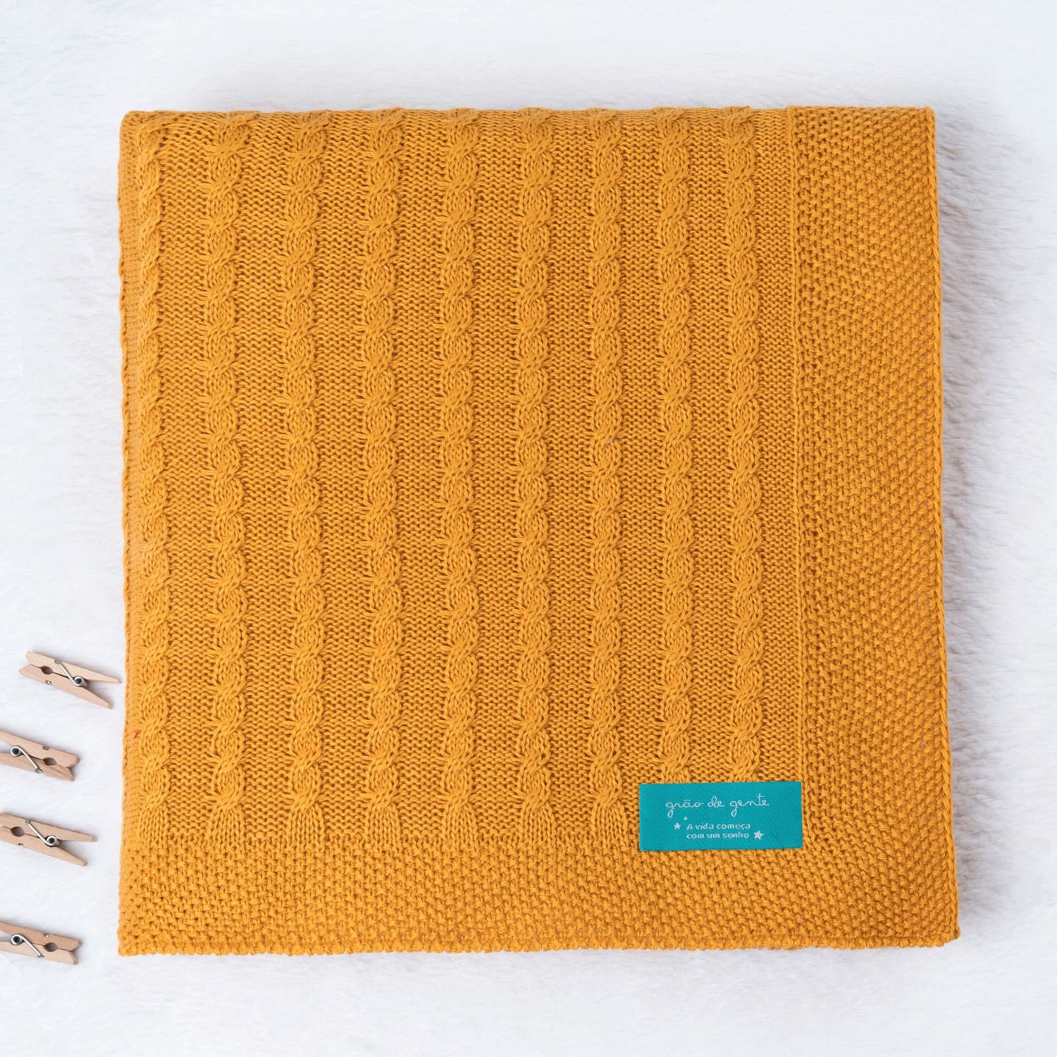 Saída Maternidade Tricot Listra Amarelo Mostarda e Marinho 03 Peças