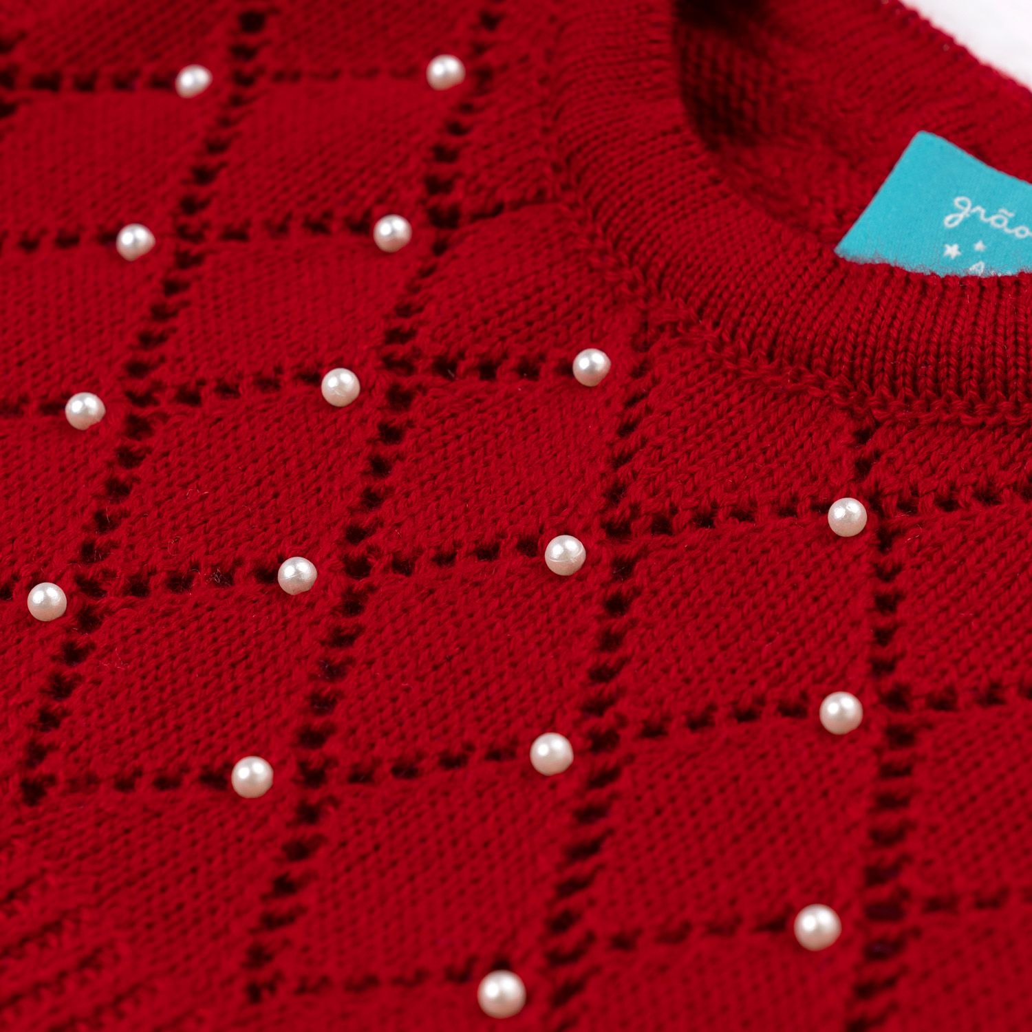 Saída Maternidade Tricot Pérola Duquesa Vermelho 02 Peças