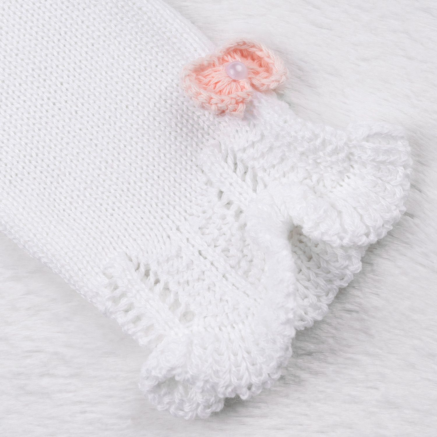 Casaquinho Tricot Ladylike Pérola Branco e Azul Marinho