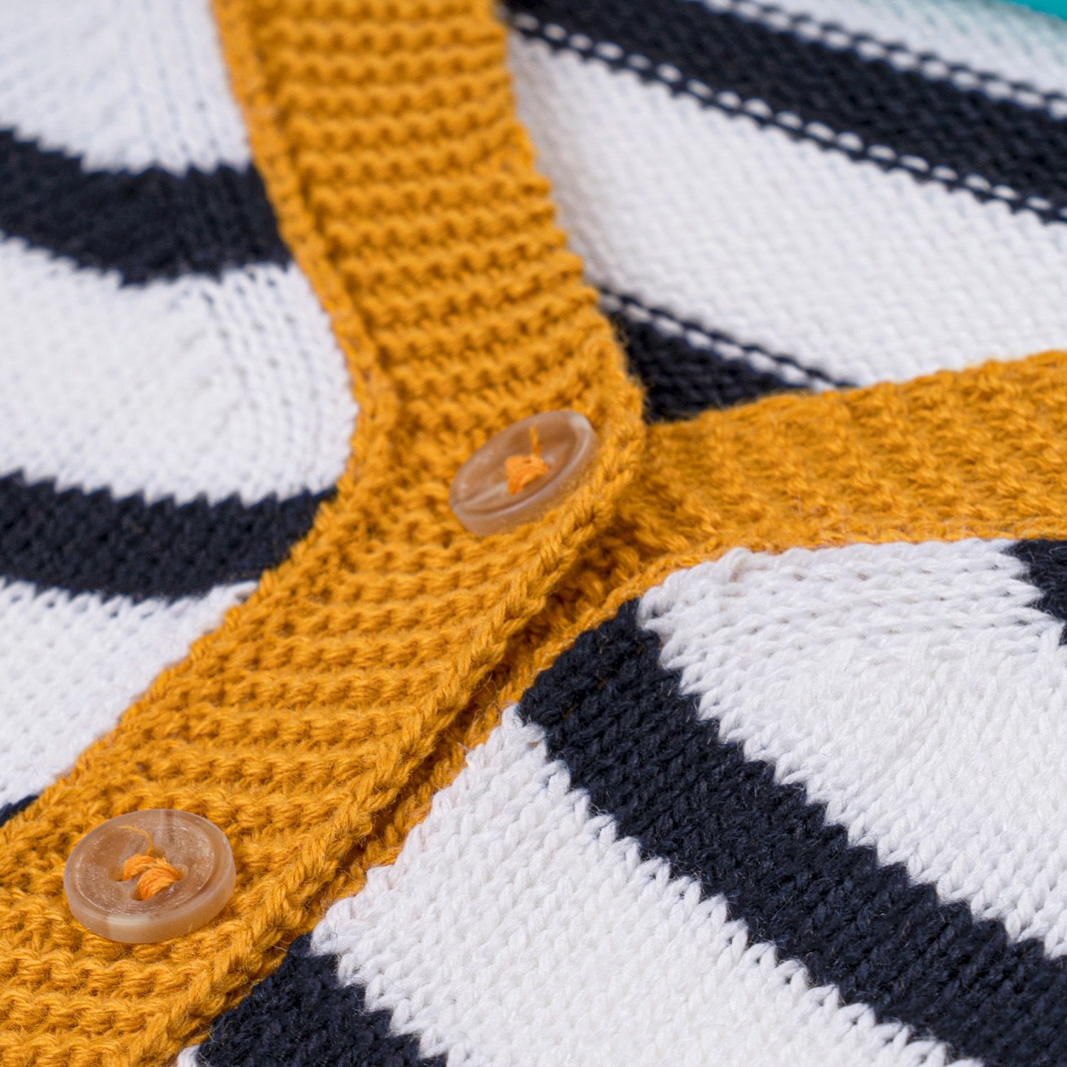 Casaquinho Tricot Listrado Amarelo Mostarda e Marinho