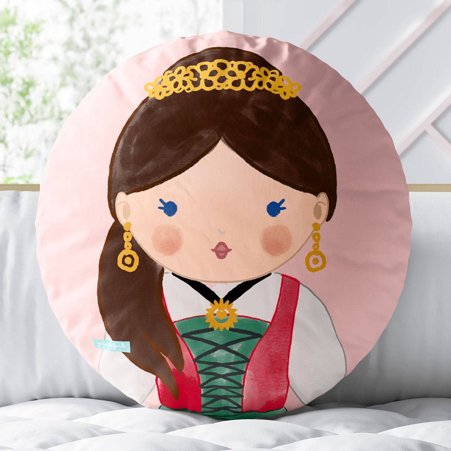 Almofada Redonda Meninas do Mundo Giulia 30cm