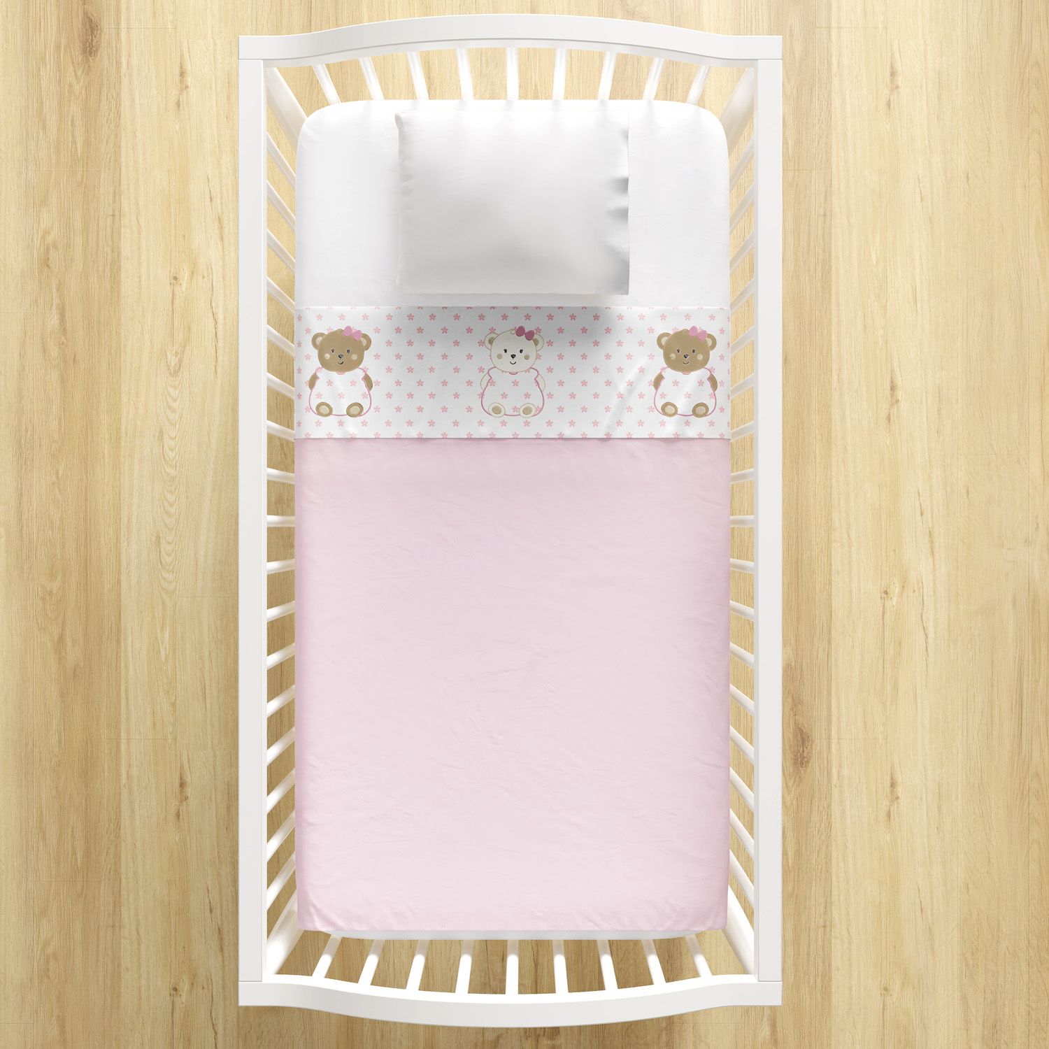 Jogo de Lençol Berço Ursinha Floral 3 peças