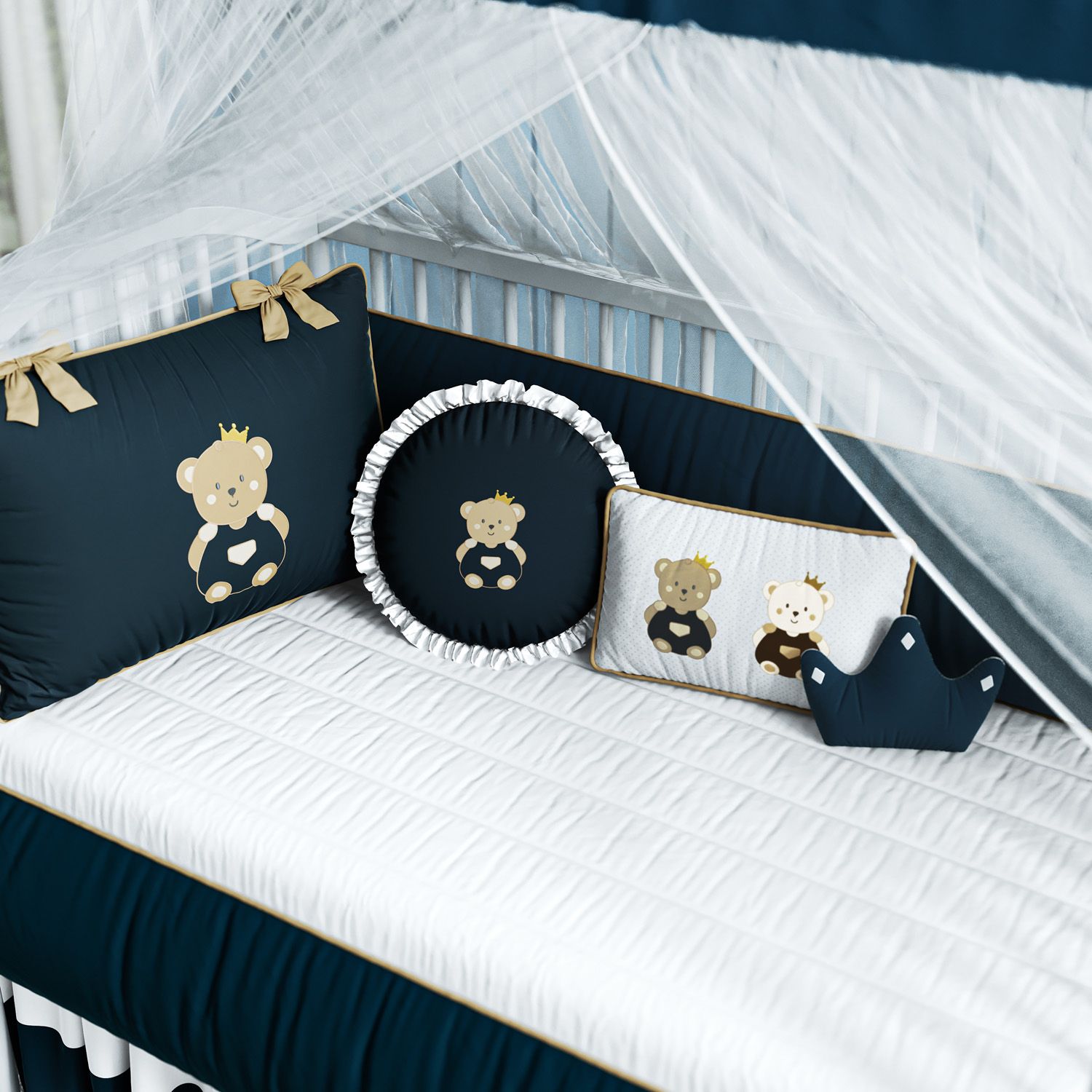 Kit Berço Ursinho Realeza Marinho