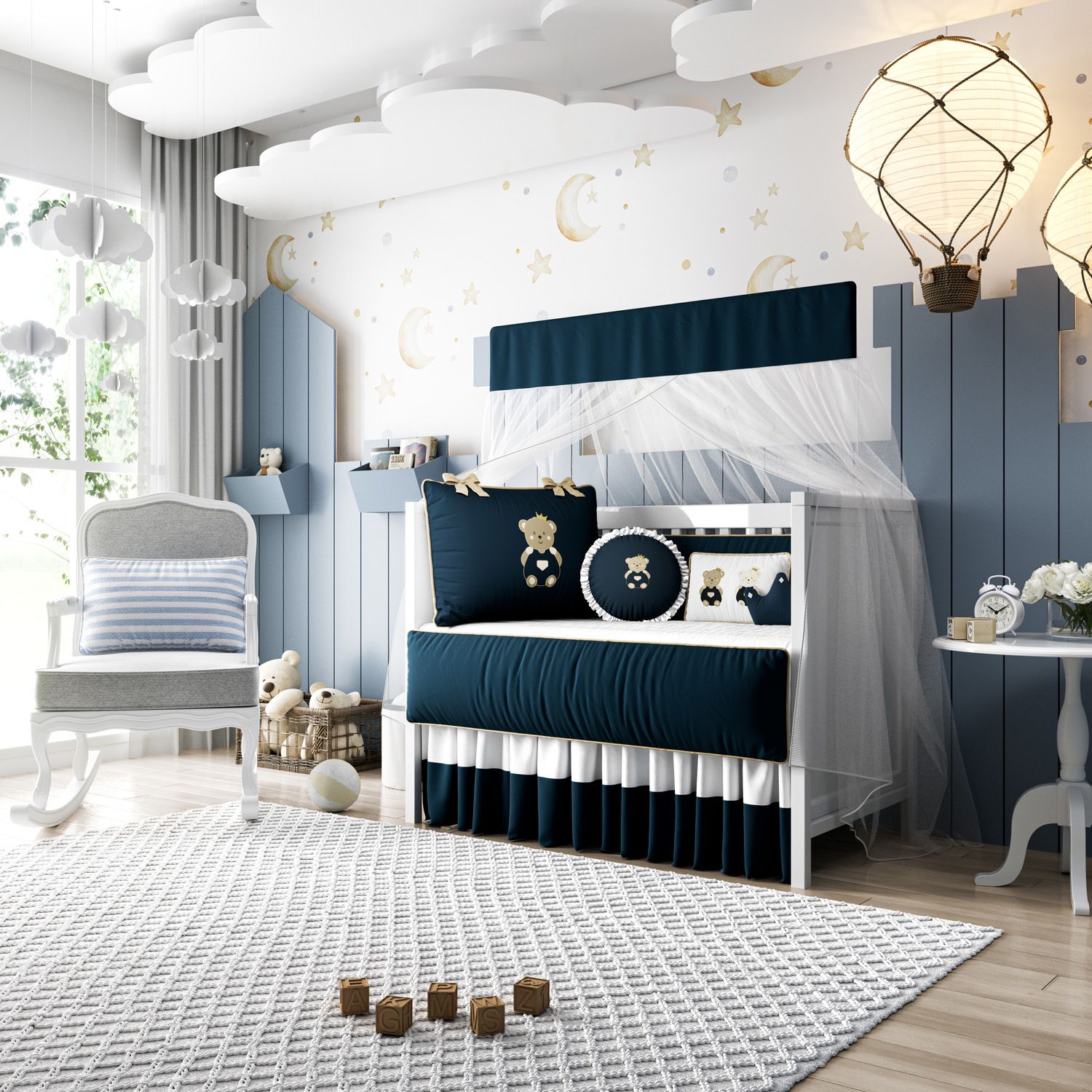 Kit Berço Ursinho Realeza Marinho