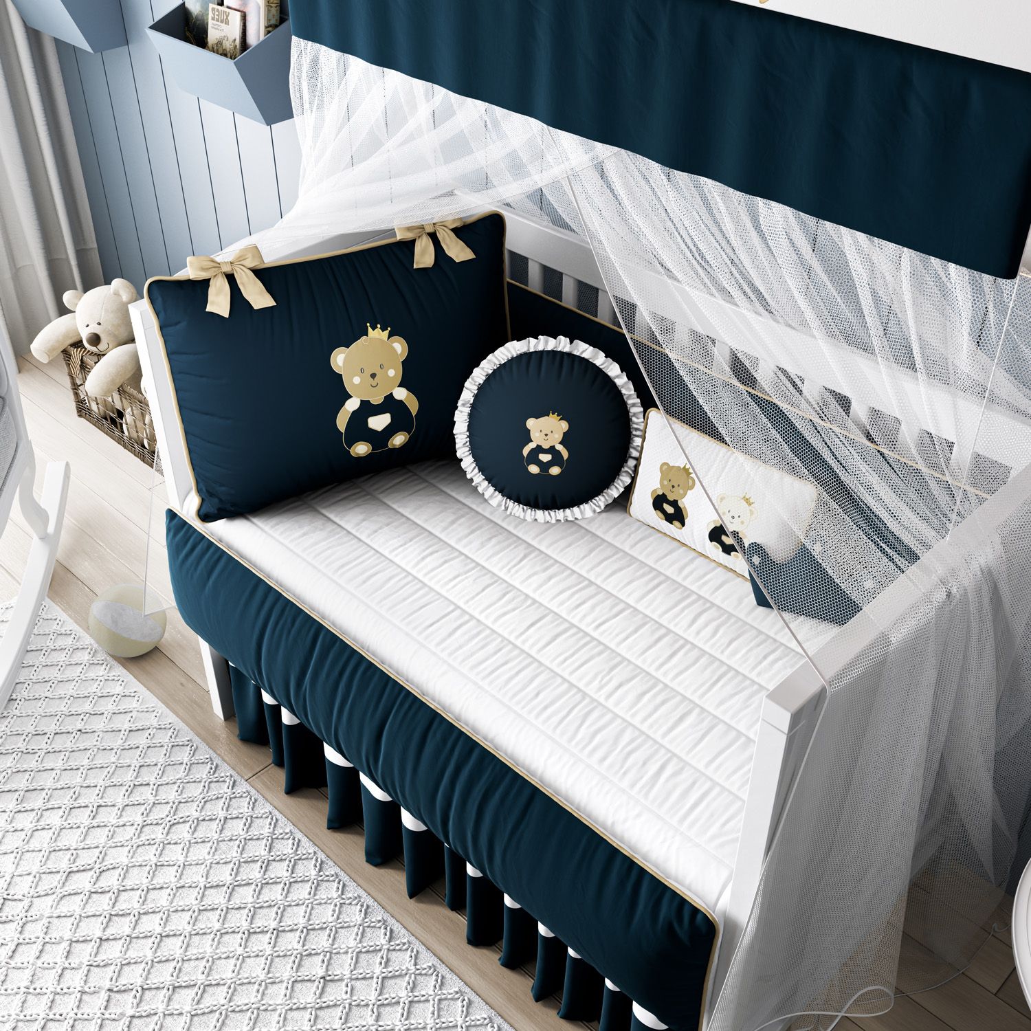 Kit Berço Ursinho Realeza Marinho