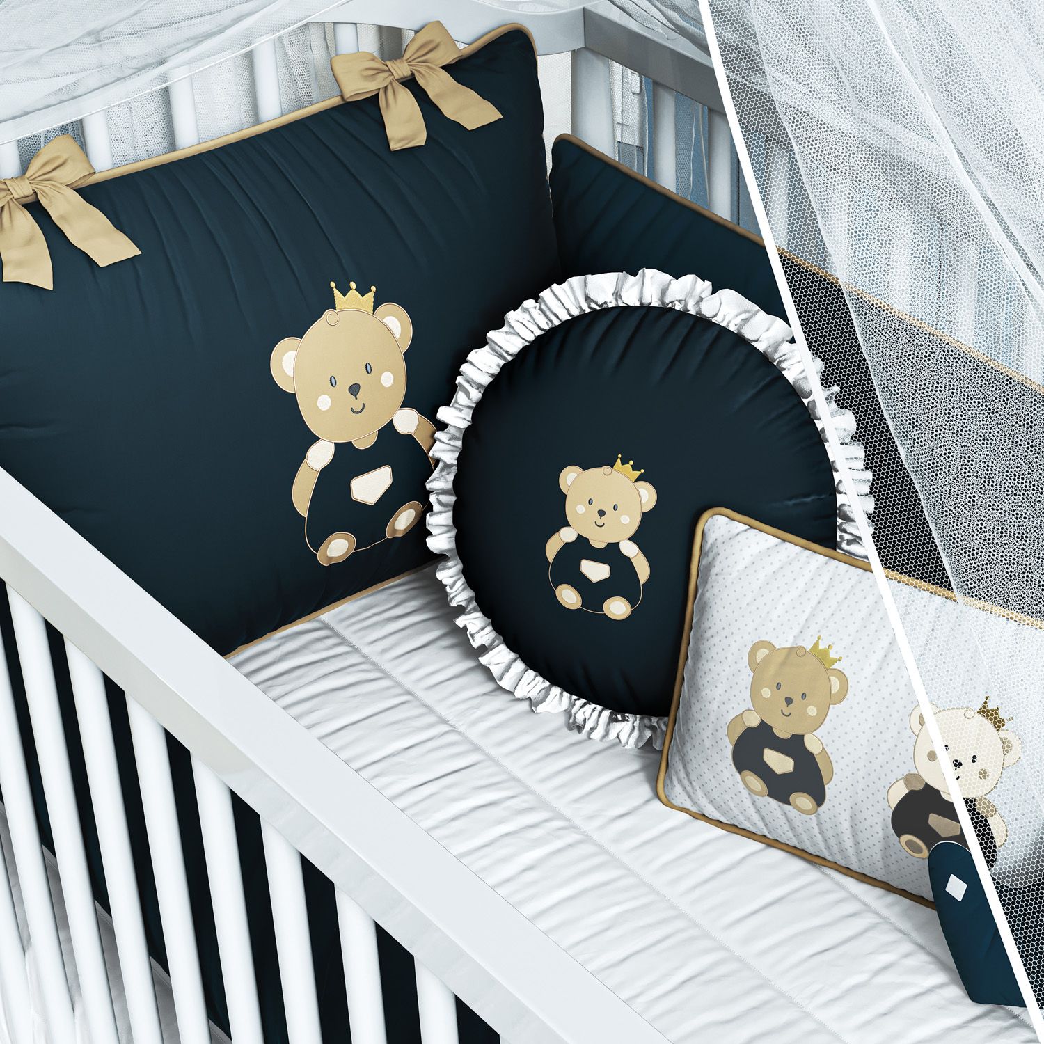 Kit Berço Ursinho Realeza Marinho — vista alternativa