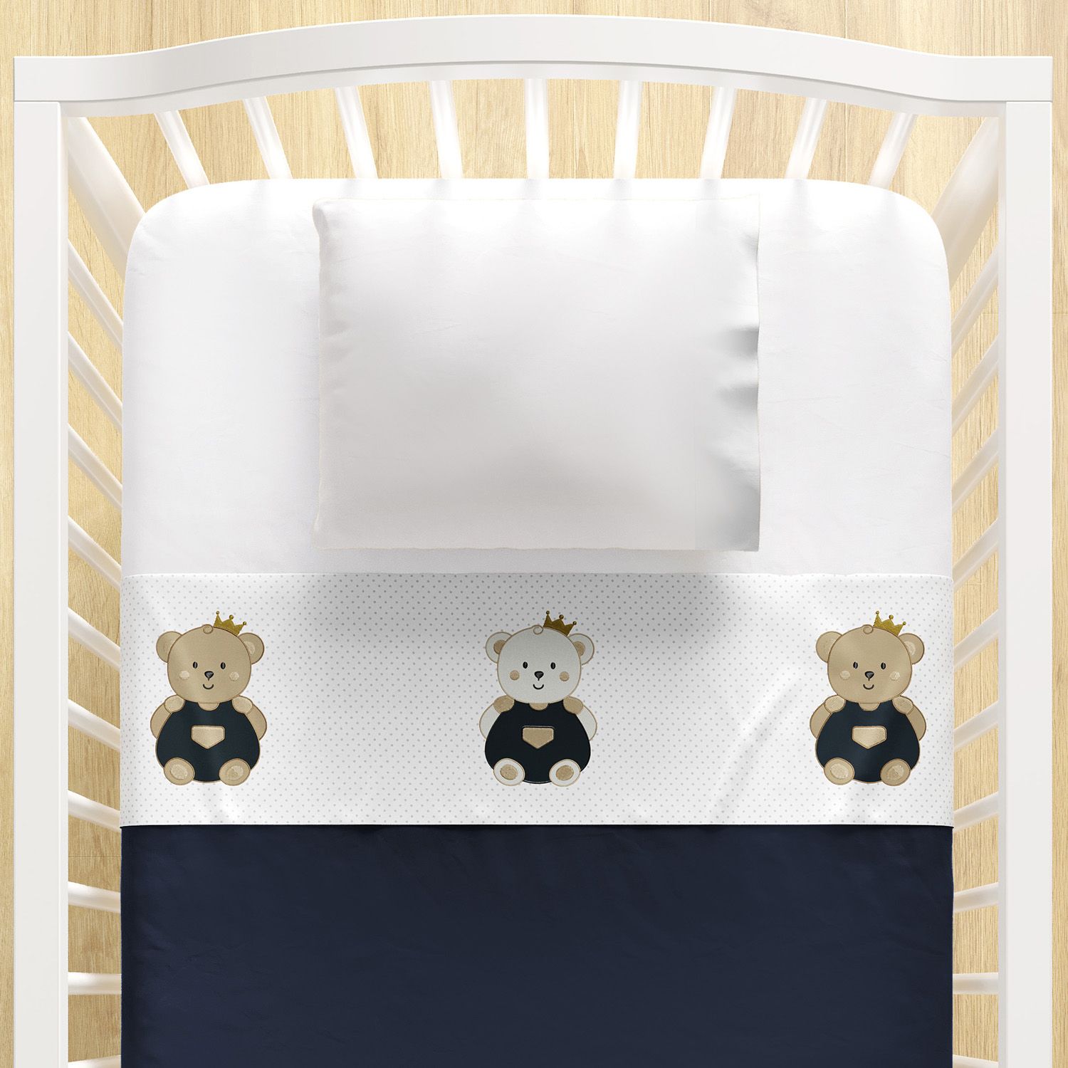 Jogo de Lençol Berço Ursinho Realeza 3 peças